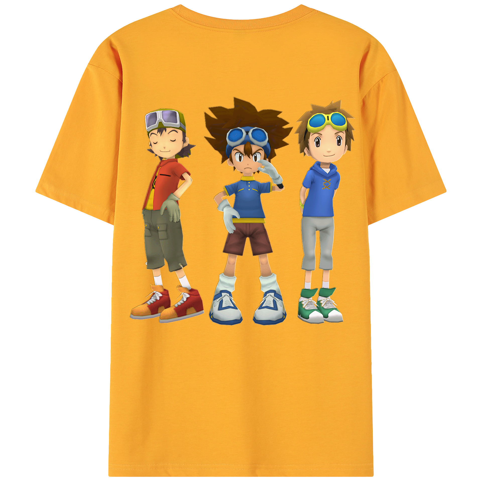 （画像用） Digimon デジタルモンスター/デジモン 綿100％ メンズ半袖Tシャツ（バックプリント） 通気性