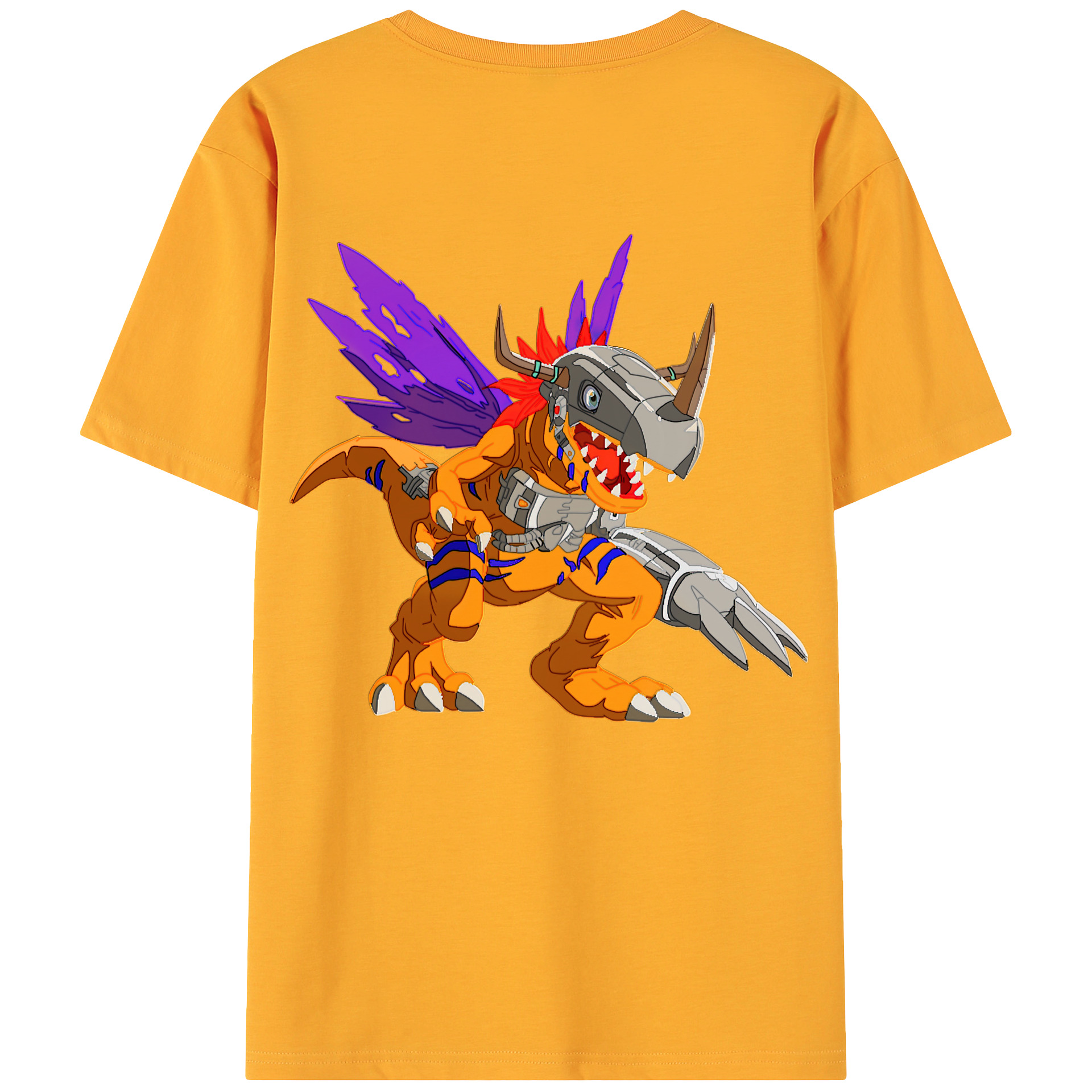 （画像用） Digimon デジタルモンスター/デジモン 綿100％ メンズ半袖Tシャツ（バックプリント） 通気性