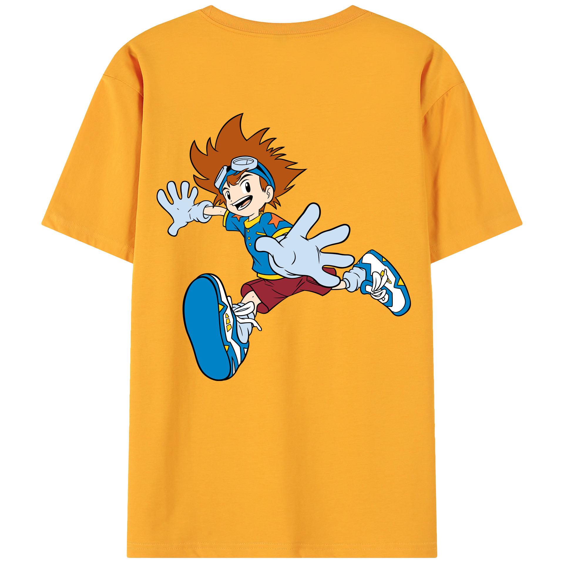 （画像用） Digimon デジタルモンスター/デジモン 綿100％ メンズ半袖Tシャツ（バックプリント） 通気性