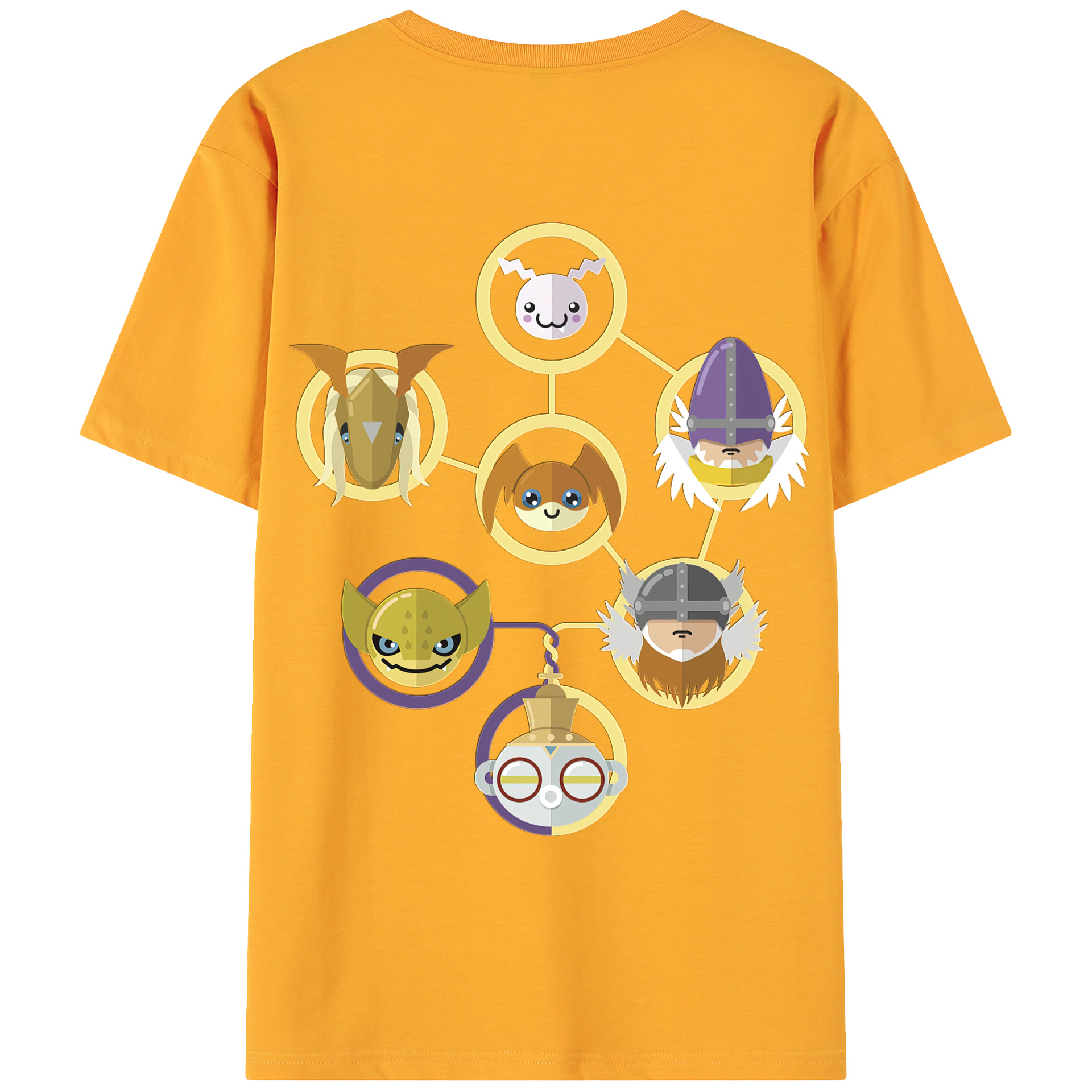 （画像用） Digimon デジタルモンスター/デジモン 綿100％ メンズ半袖Tシャツ（バックプリント） 通気性