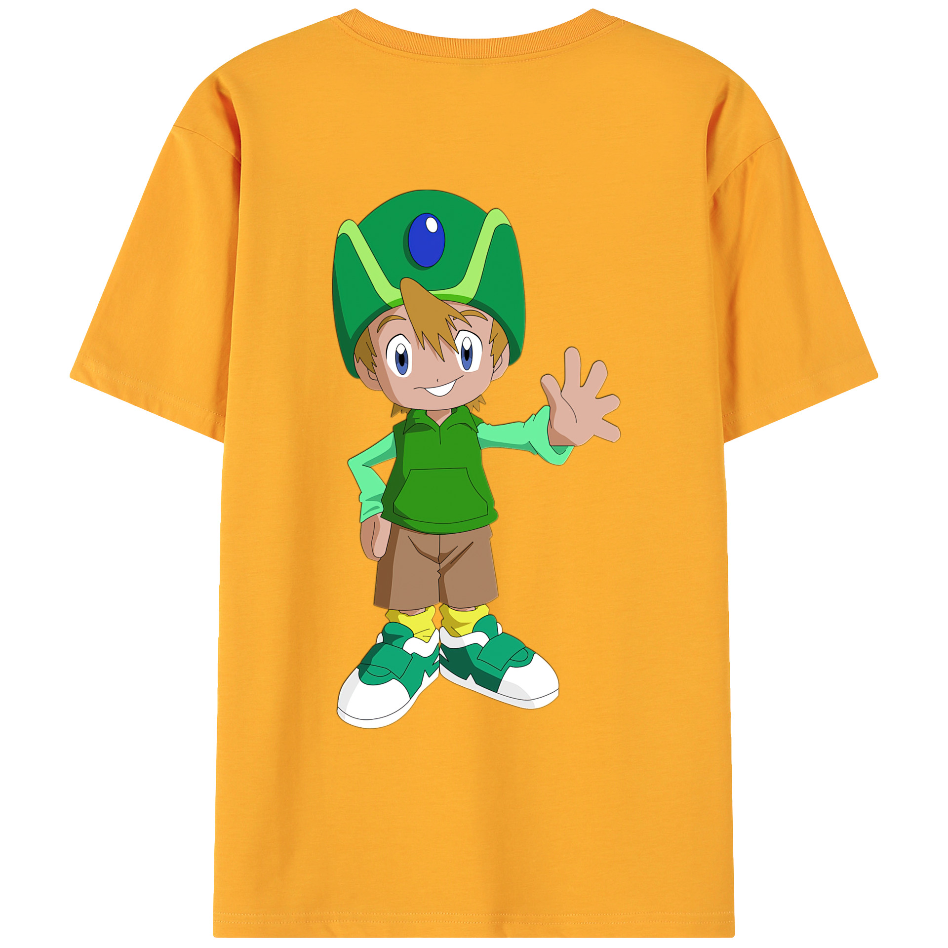 （画像用） Digimon デジタルモンスター/デジモン 綿100％ メンズ半袖Tシャツ（バックプリント） 通気性