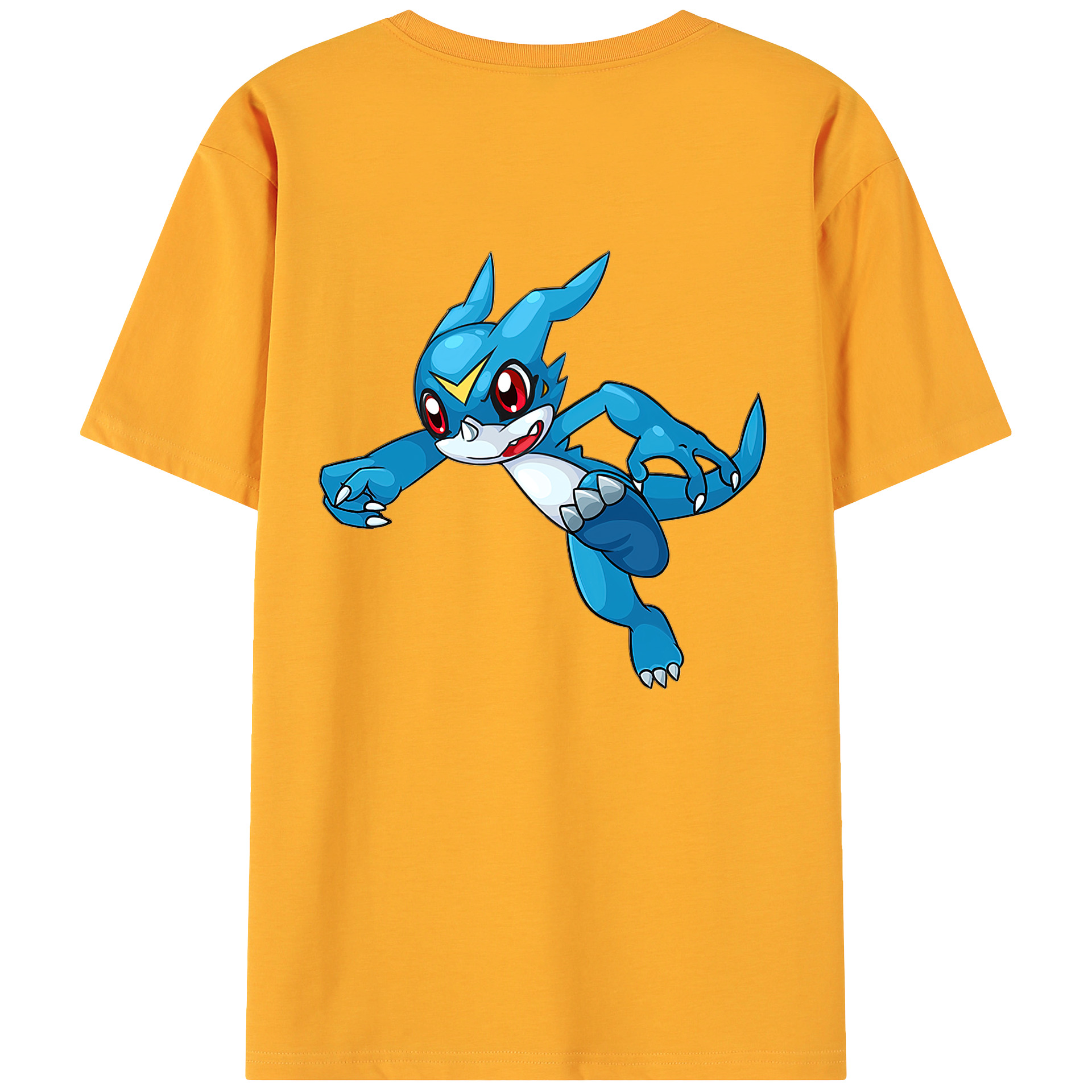 （画像用） Digimon デジタルモンスター/デジモン 綿100％ メンズ半袖Tシャツ（バックプリント） 通気性