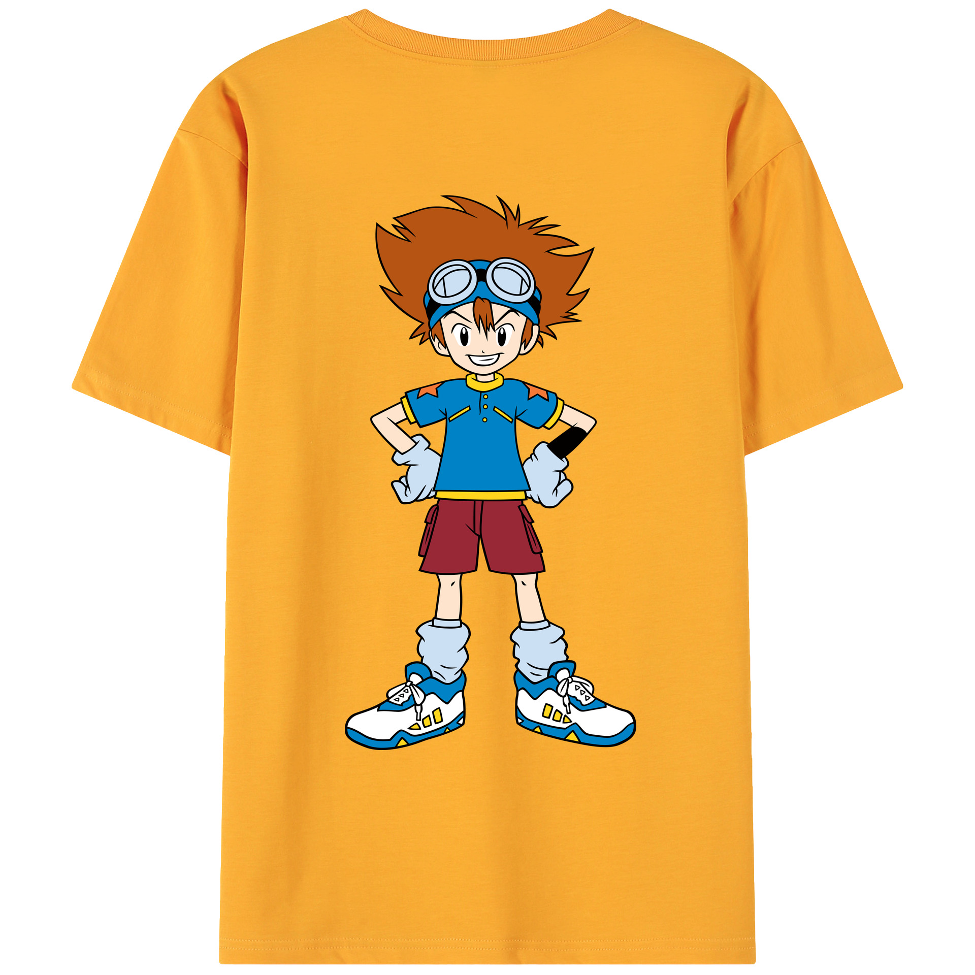 （画像用） Digimon デジタルモンスター/デジモン 綿100％ メンズ半袖Tシャツ（バックプリント） 通気性