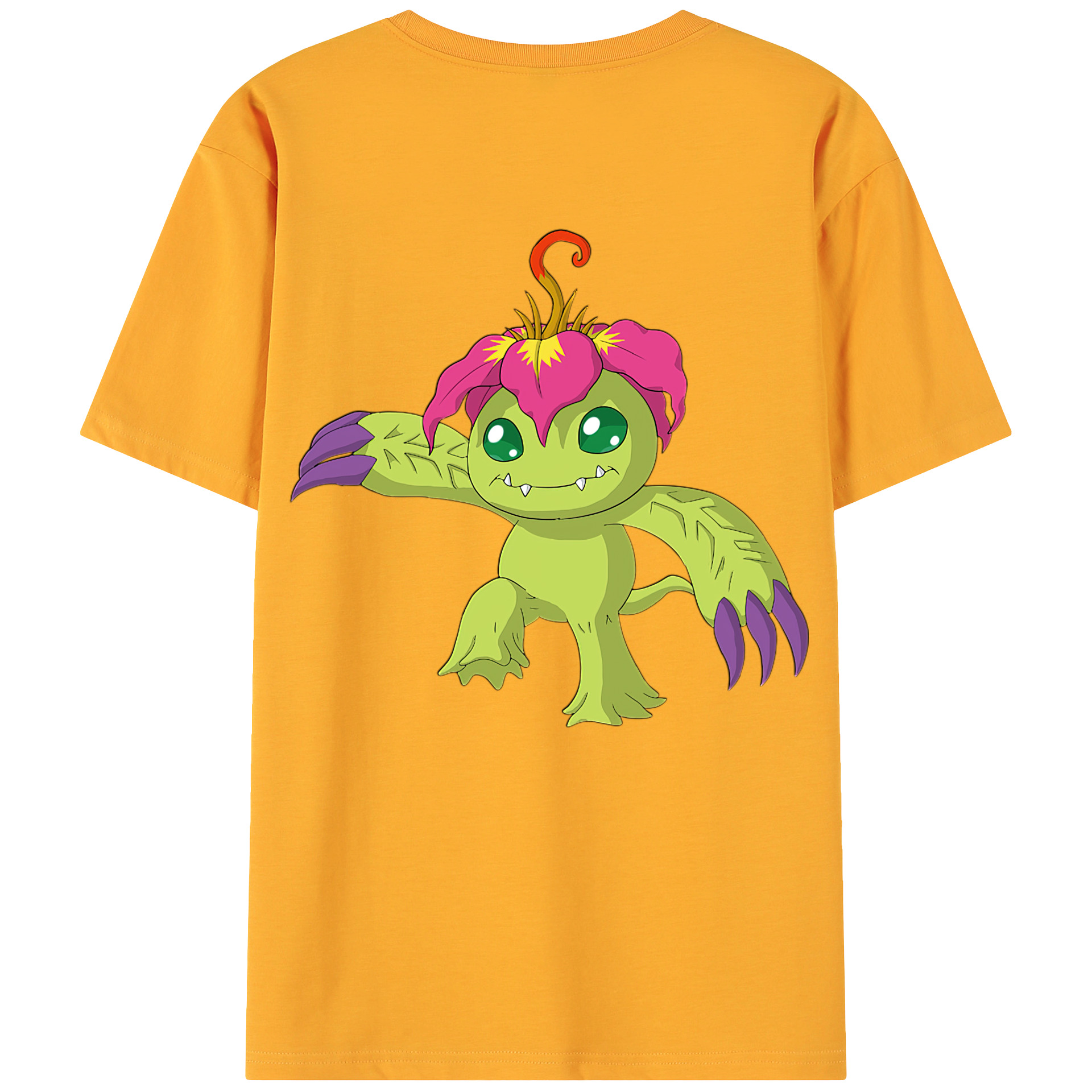（画像用） Digimon デジタルモンスター/デジモン 綿100％ メンズ半袖Tシャツ（バックプリント） 通気性