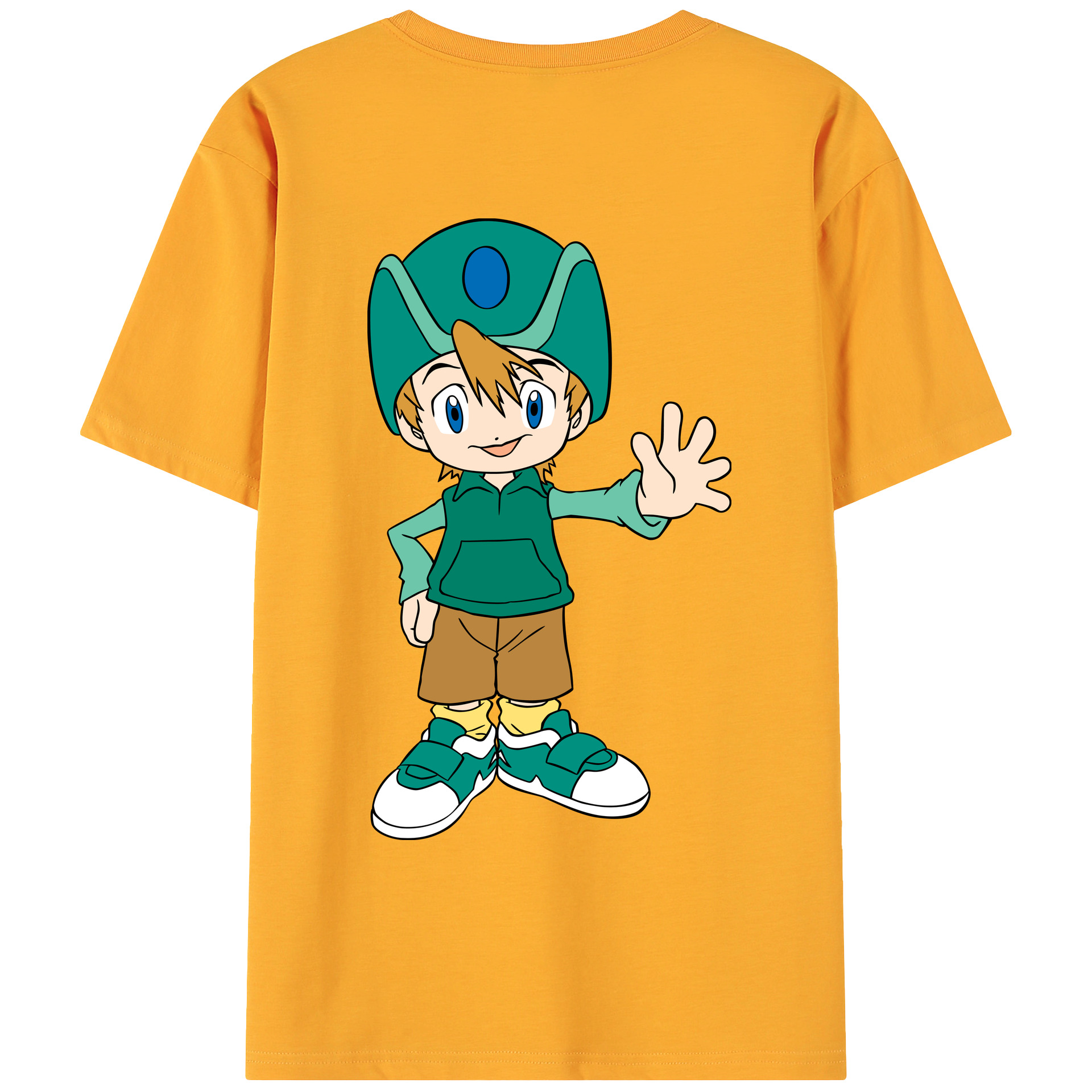 （画像用） Digimon デジタルモンスター/デジモン 綿100％ メンズ半袖Tシャツ（バックプリント） 通気性