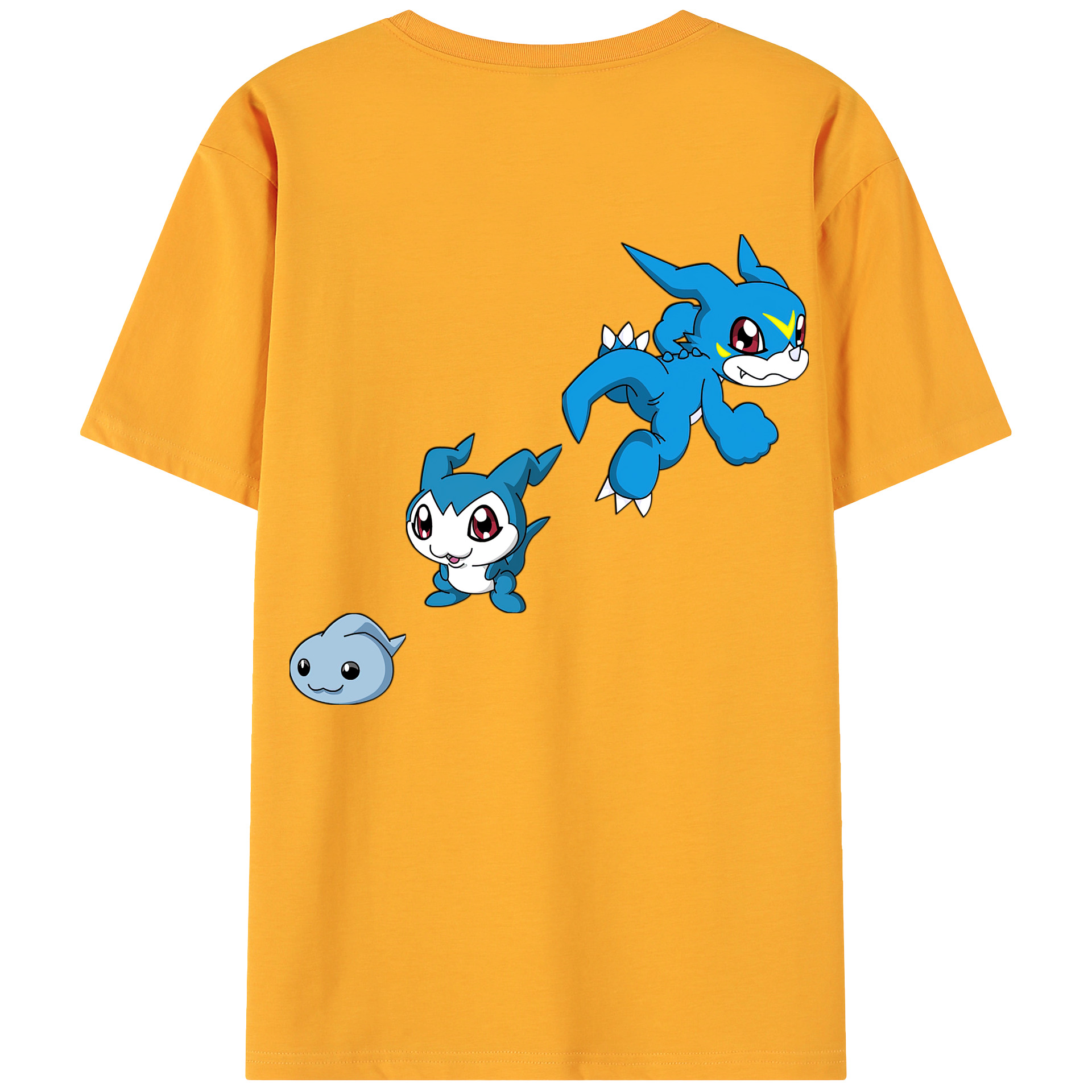 （画像用） Digimon デジタルモンスター/デジモン 綿100％ メンズ半袖Tシャツ（バックプリント） 通気性