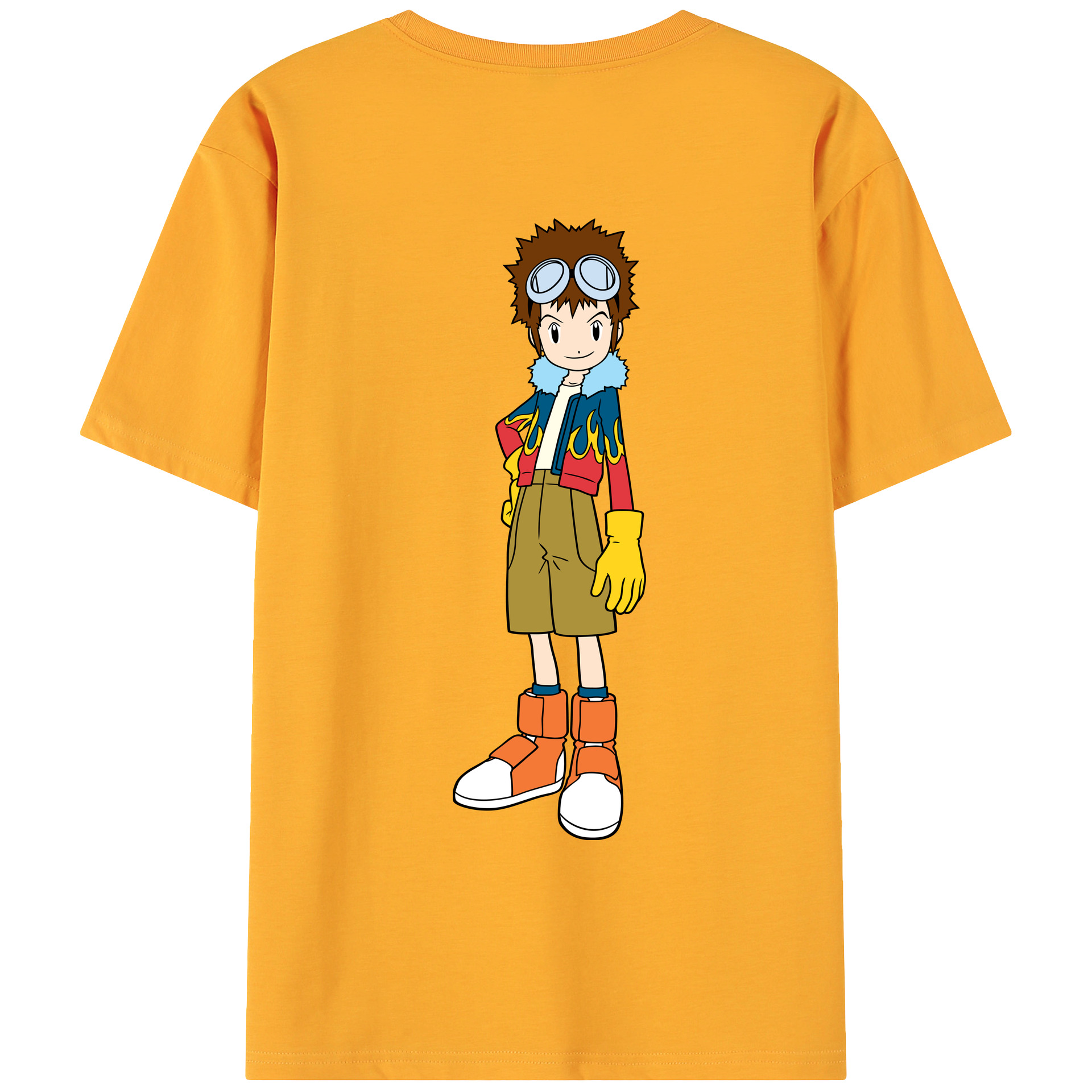 （画像用） Digimon デジタルモンスター/デジモン 綿100％ メンズ半袖Tシャツ（バックプリント） 通気性