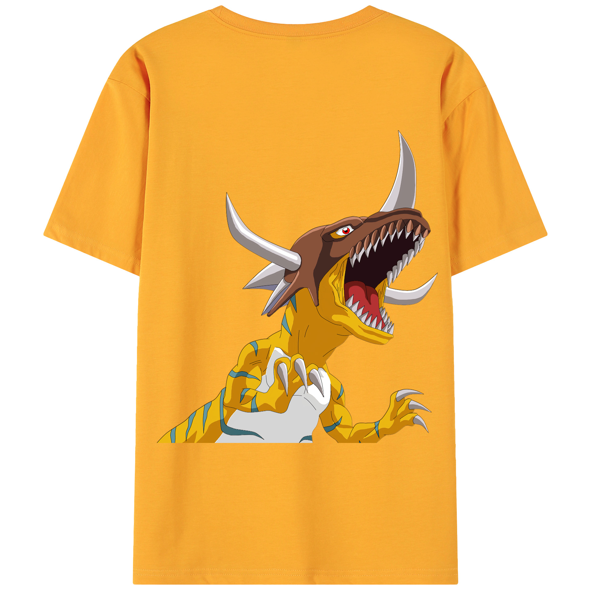（画像用） Digimon デジタルモンスター/デジモン 綿100％ メンズ半袖Tシャツ（バックプリント） 通気性