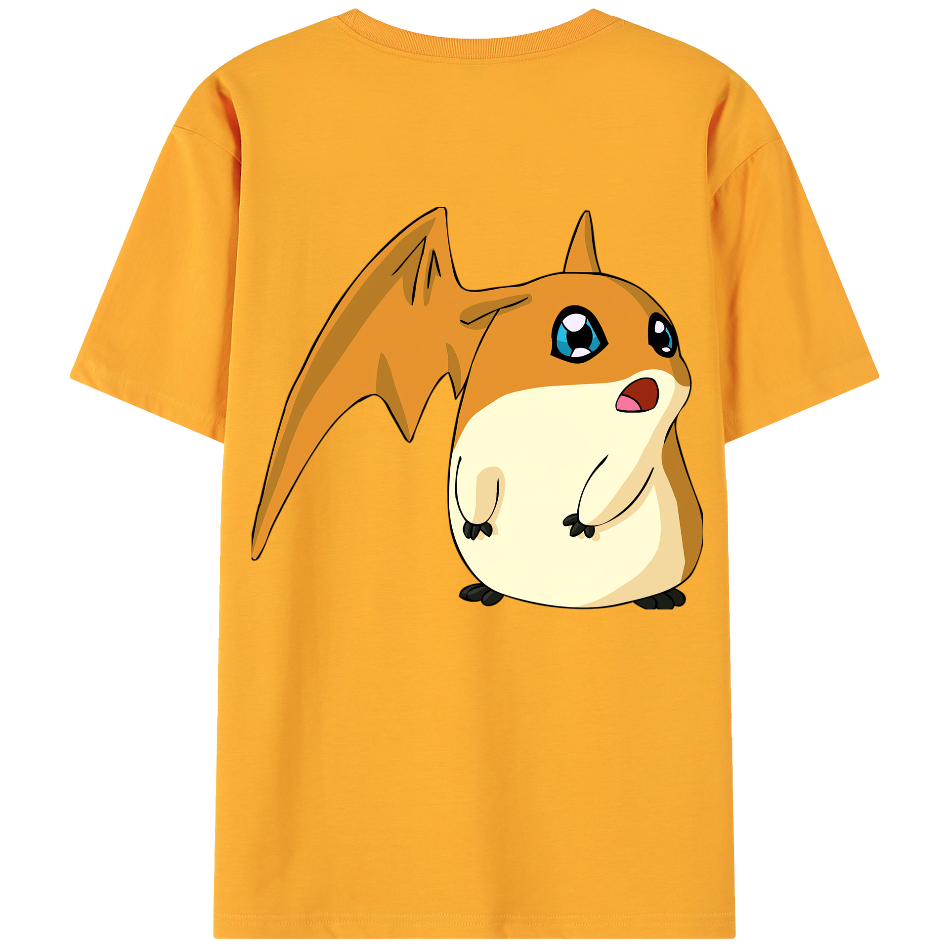 （画像用） Digimon デジタルモンスター/デジモン 綿100％ メンズ半袖Tシャツ（バックプリント） 通気性