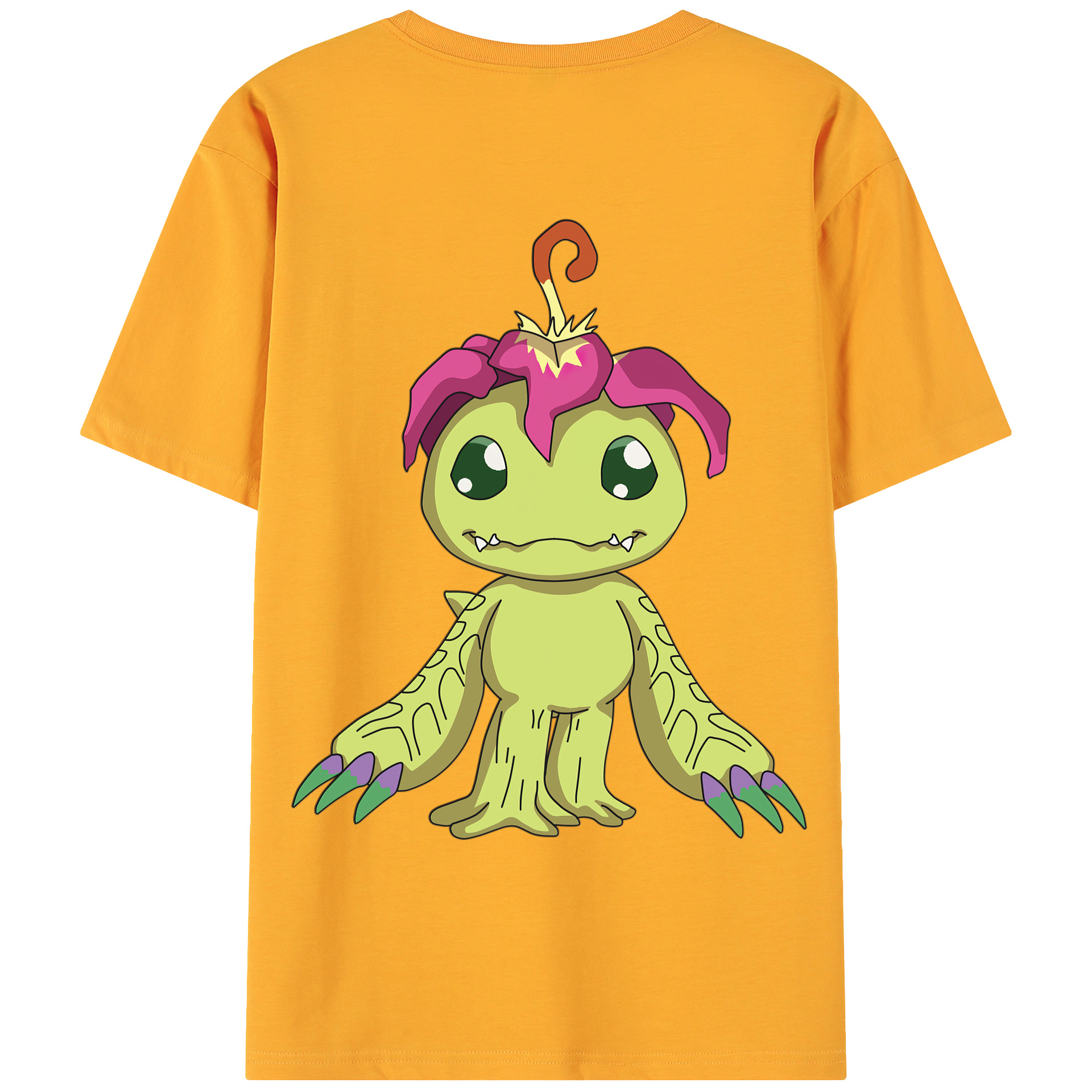 （画像用） Digimon デジタルモンスター/デジモン 綿100％ メンズ半袖Tシャツ（バックプリント） 通気性