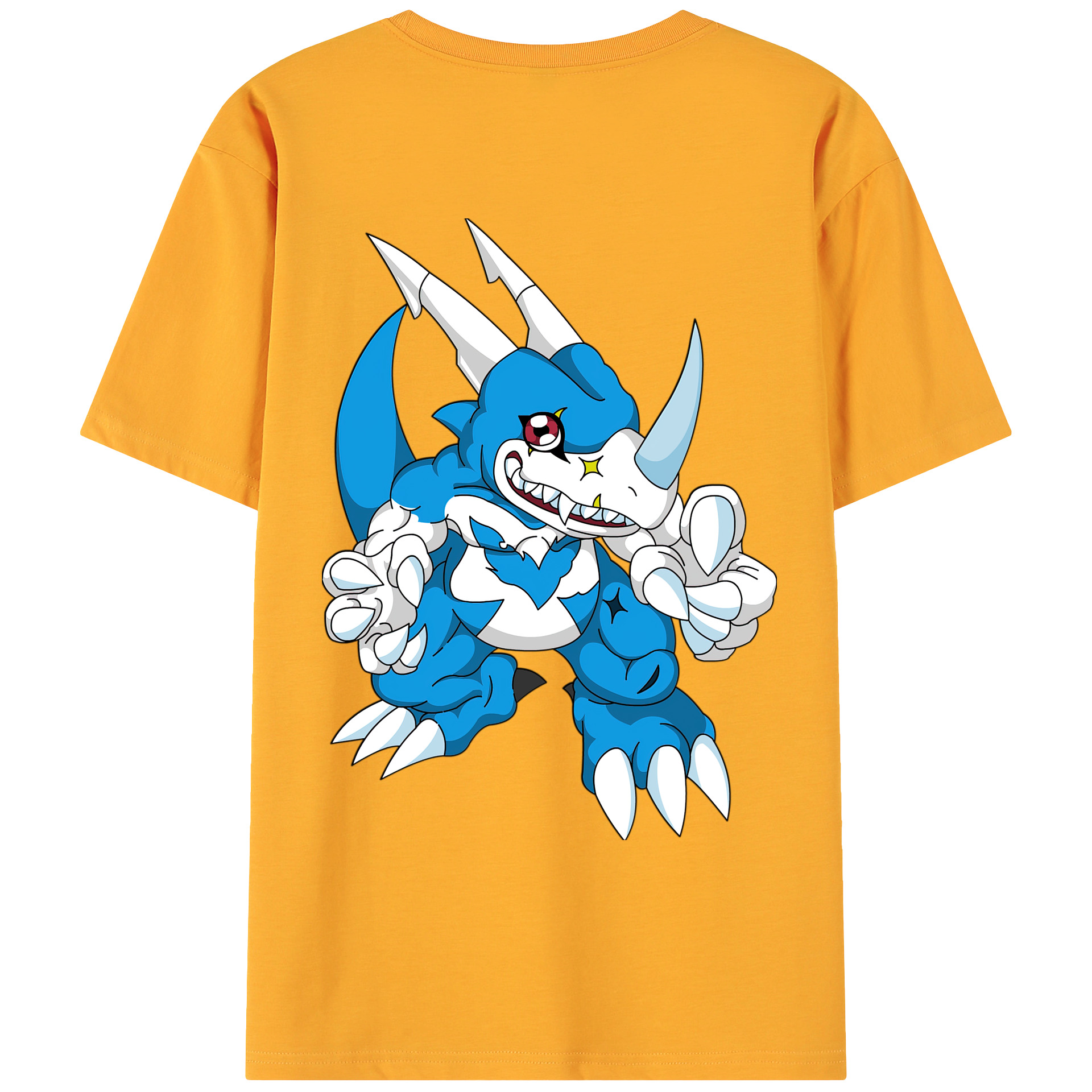 （画像用） Digimon デジタルモンスター/デジモン 綿100％ メンズ半袖Tシャツ（バックプリント） 通気性