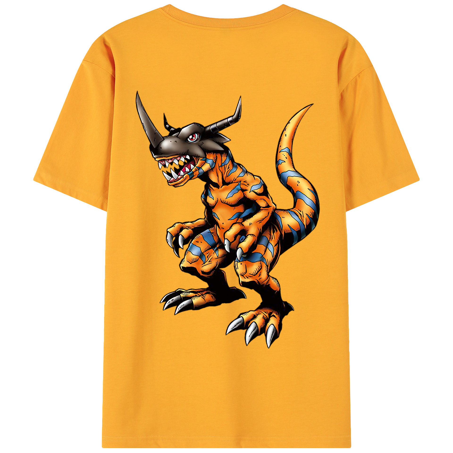 （画像用） Digimon デジタルモンスター/デジモン 綿100％ メンズ半袖Tシャツ（バックプリント） 通気性