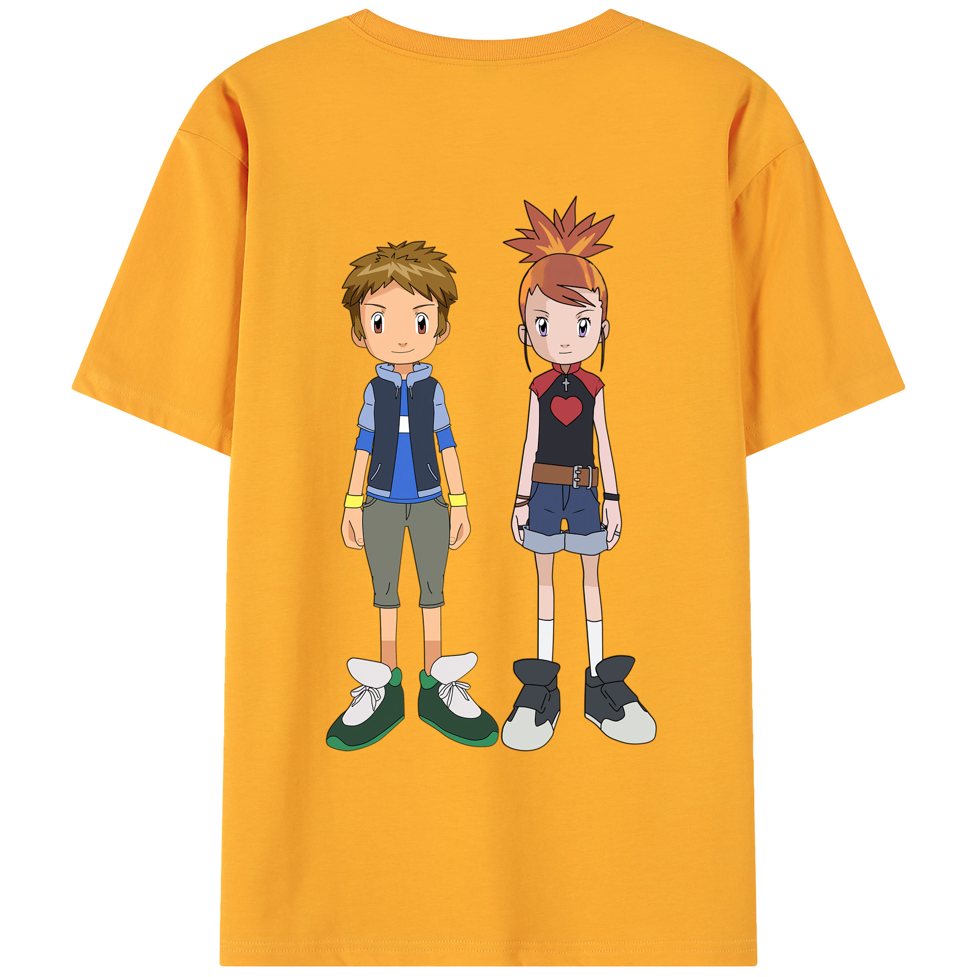 （画像用） Digimon デジタルモンスター/デジモン 綿100％ メンズ半袖Tシャツ（バックプリント） 通気性