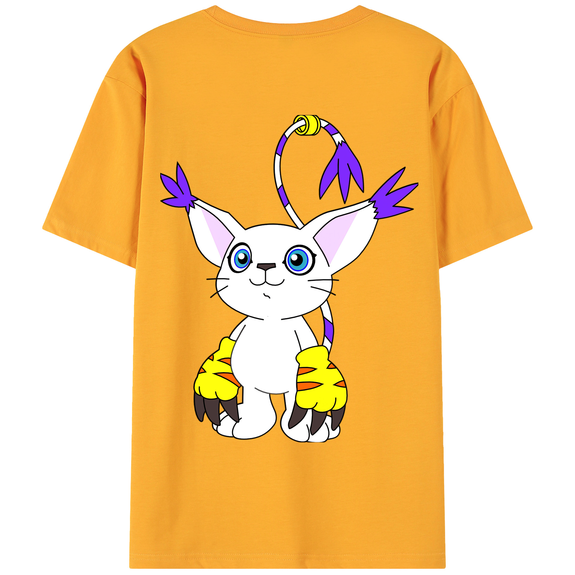 （画像用） Digimon デジタルモンスター/デジモン 綿100％ メンズ半袖Tシャツ（バックプリント） 通気性