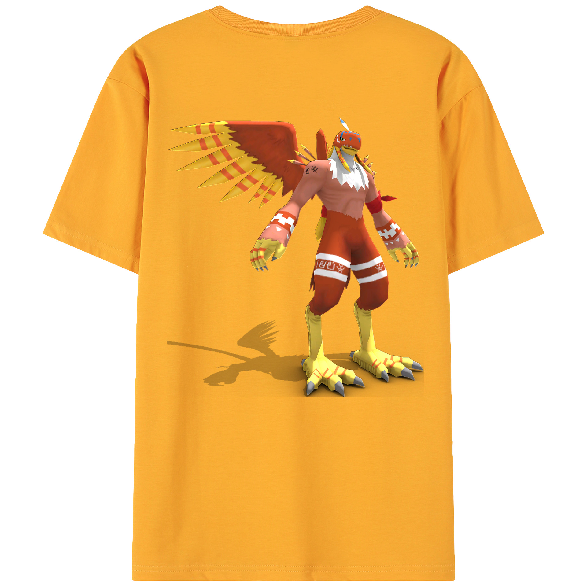 （画像用） Digimon デジタルモンスター/デジモン 綿100％ メンズ半袖Tシャツ（バックプリント） 通気性