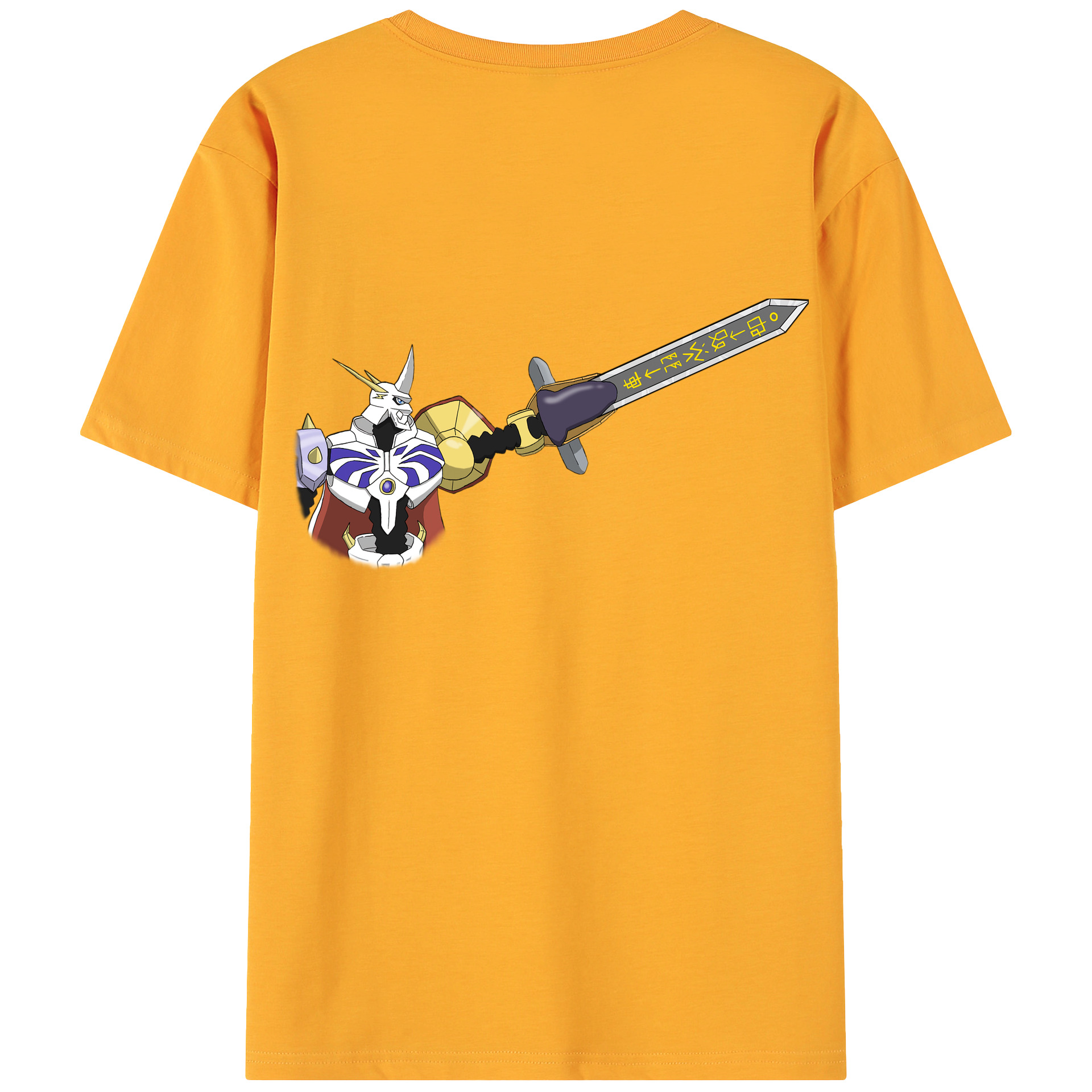 （画像用） Digimon デジタルモンスター/デジモン 綿100％ メンズ半袖Tシャツ（バックプリント） 通気性