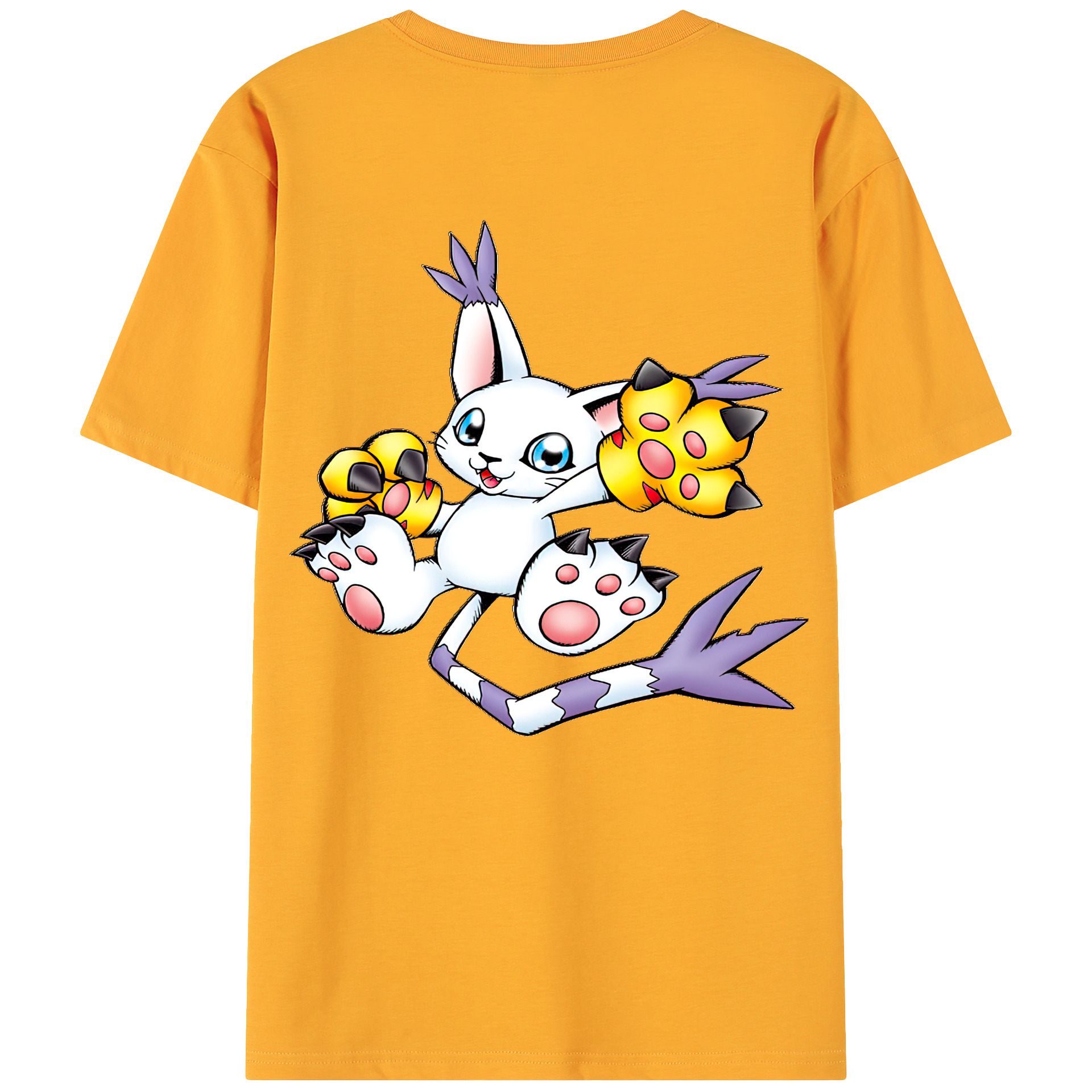 （画像用） Digimon デジタルモンスター/デジモン 綿100％ メンズ半袖Tシャツ（バックプリント） 通気性