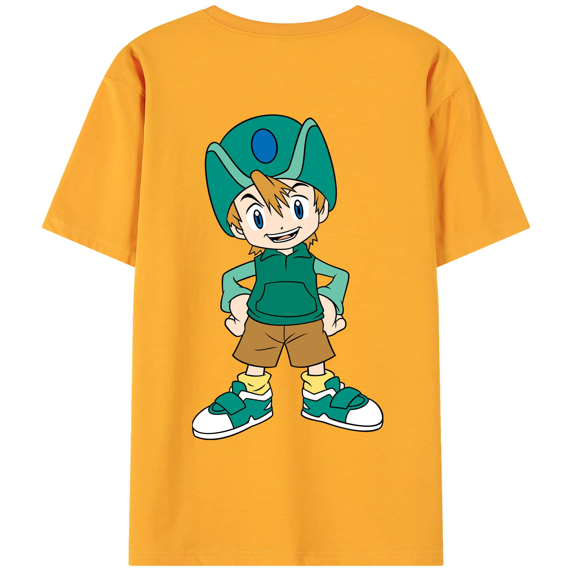 （画像用） Digimon デジタルモンスター/デジモン 綿100％ メンズ半袖Tシャツ（バックプリント） 通気性