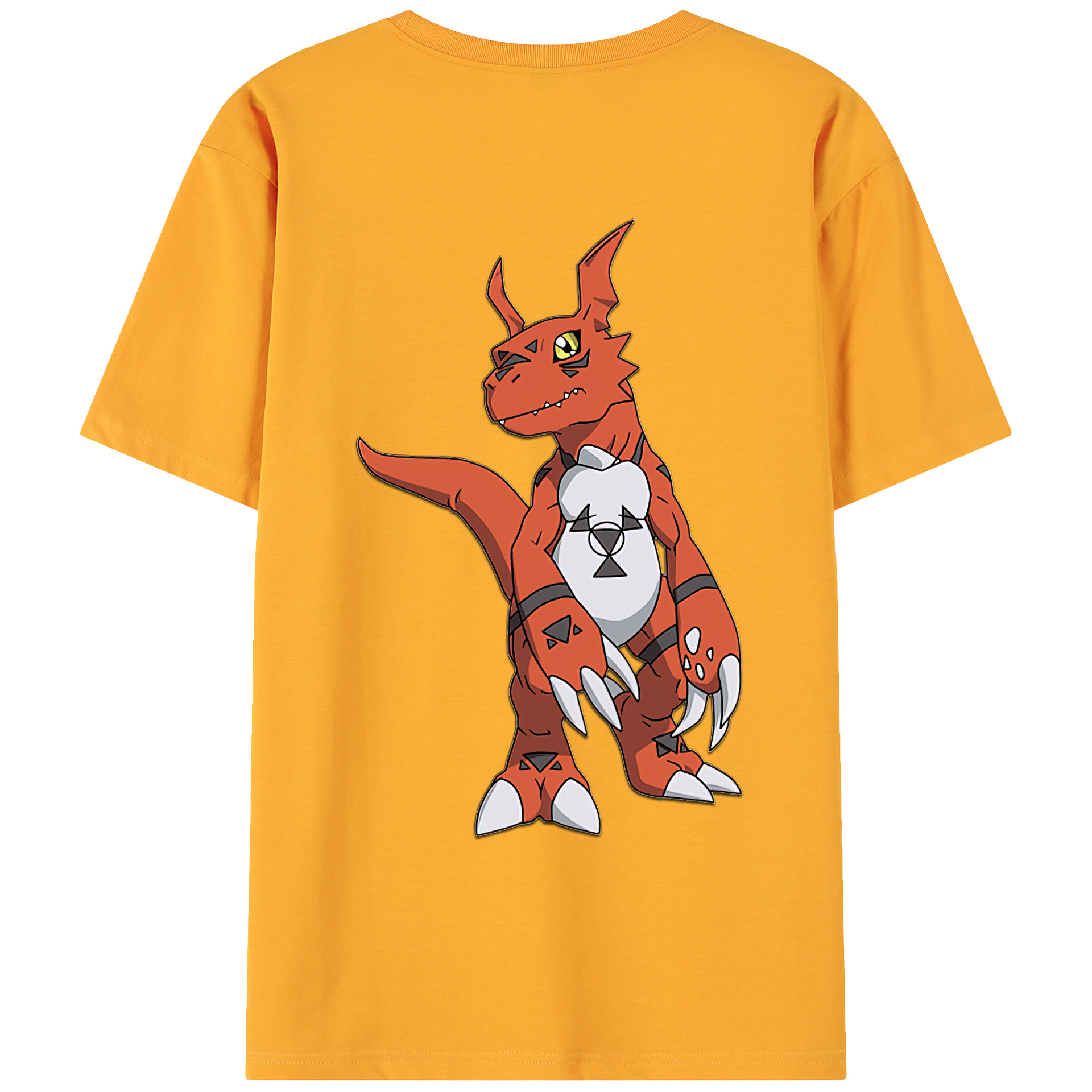 （画像用） Digimon デジタルモンスター/デジモン 綿100％ メンズ半袖Tシャツ（バックプリント） 通気性