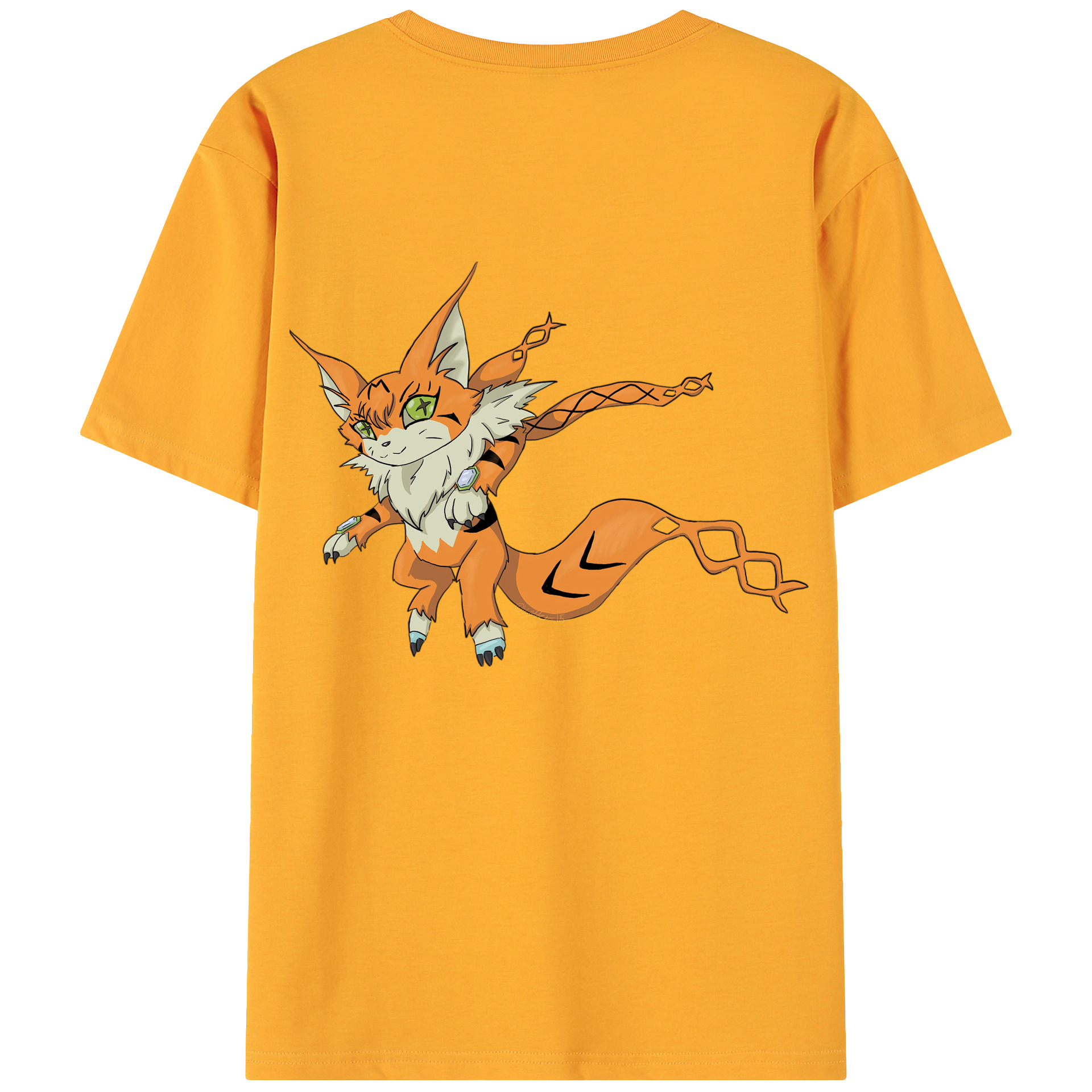 （画像用） Digimon デジタルモンスター/デジモン 綿100％ メンズ半袖Tシャツ（バックプリント） 通気性