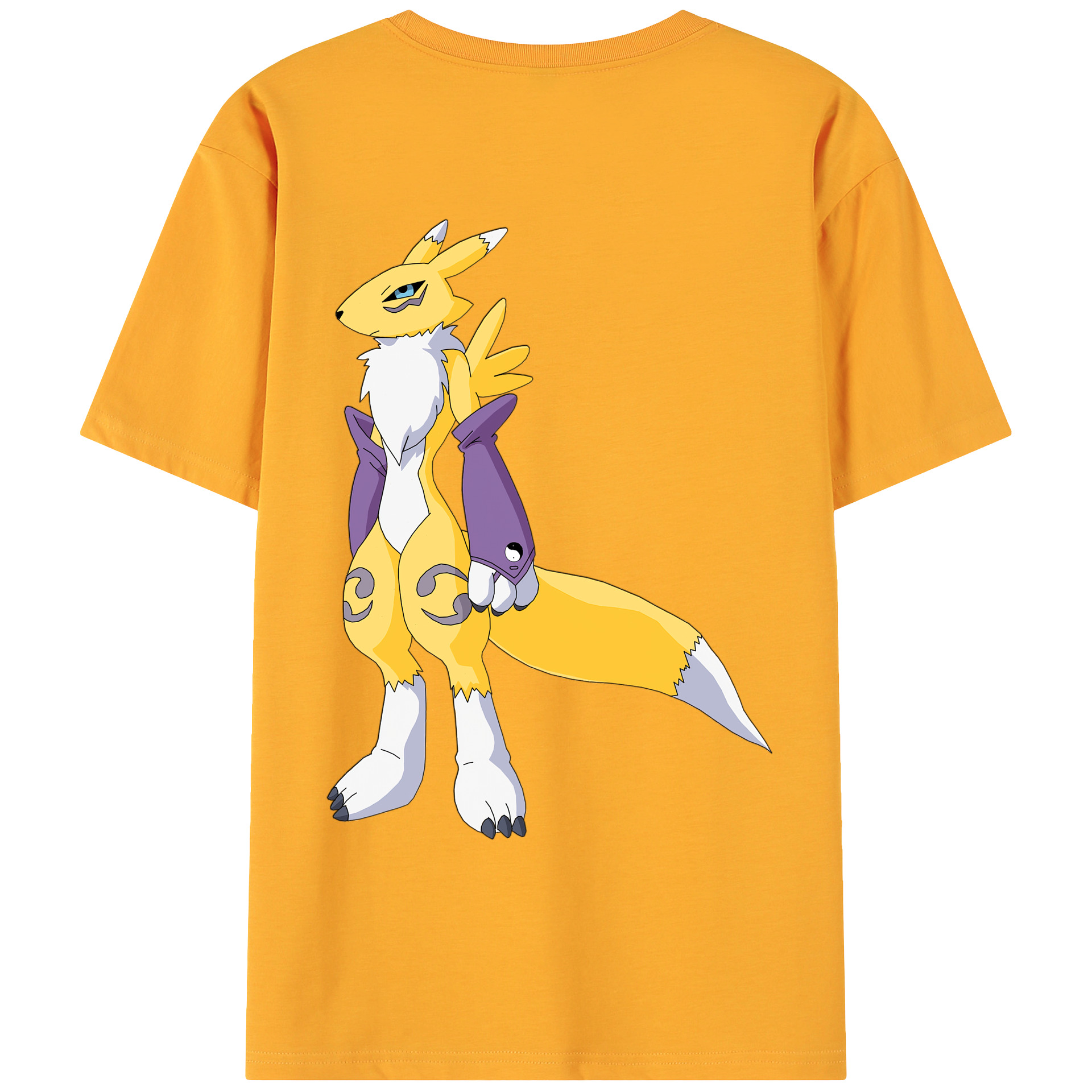 （画像用） Digimon デジタルモンスター/デジモン 綿100％ メンズ半袖Tシャツ（バックプリント） 通気性