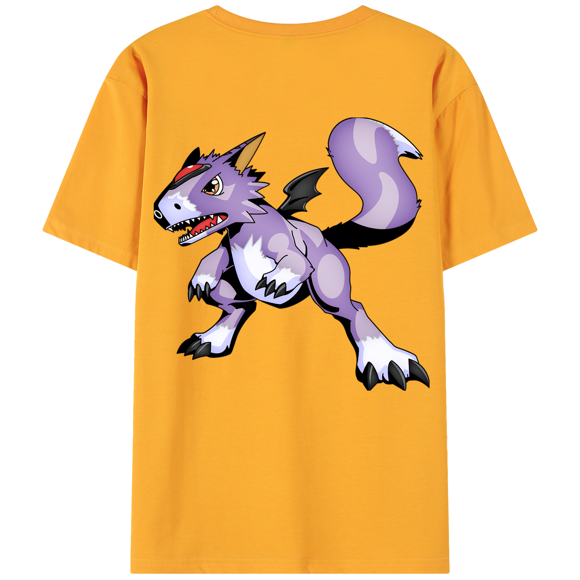 （画像用） Digimon デジタルモンスター/デジモン 綿100％ メンズ半袖Tシャツ（バックプリント） 通気性
