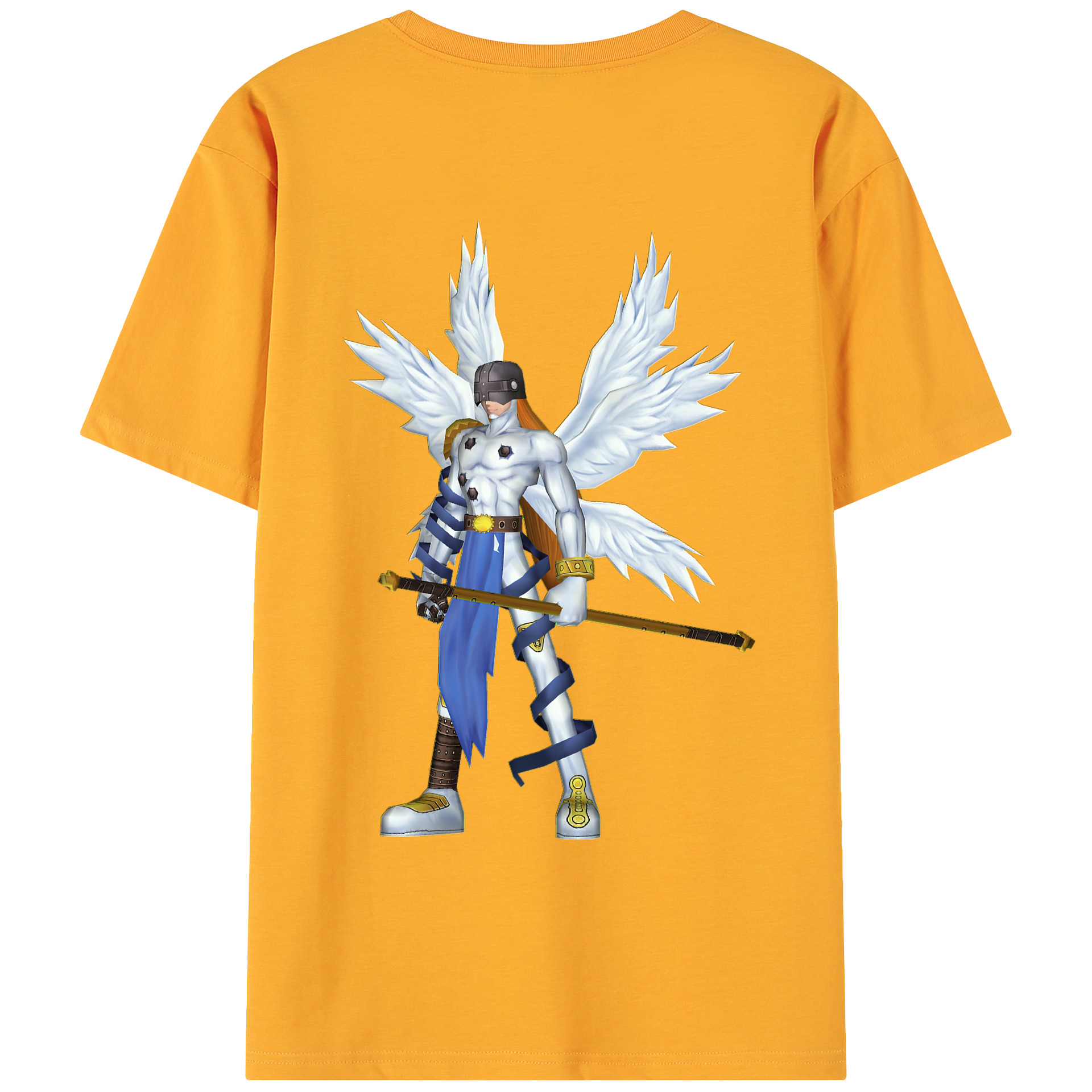 （画像用） Digimon デジタルモンスター/デジモン 綿100％ メンズ半袖Tシャツ（バックプリント） 通気性
