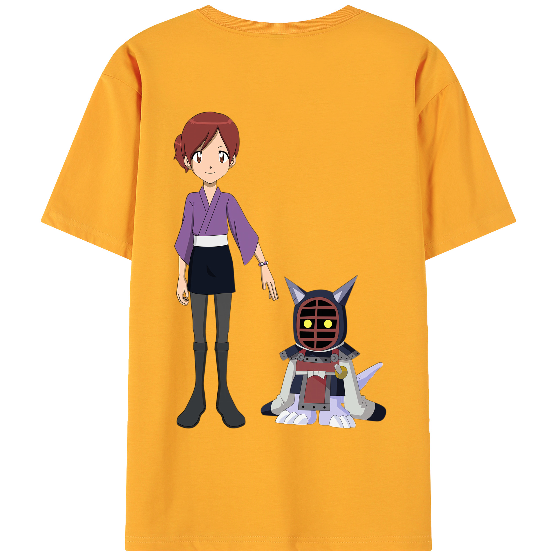 （画像用） Digimon デジタルモンスター/デジモン 綿100％ メンズ半袖Tシャツ（バックプリント） 通気性