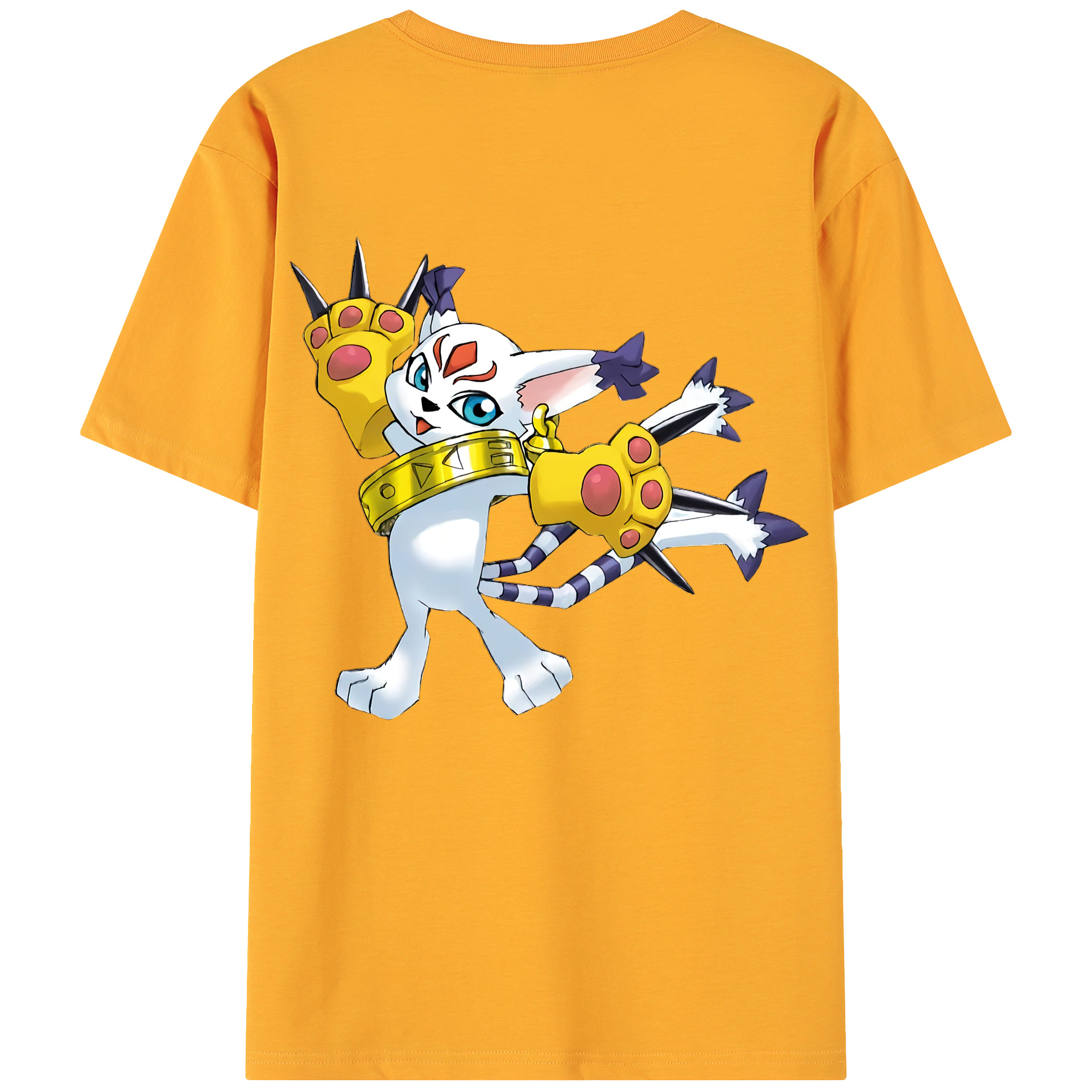 （画像用） Digimon デジタルモンスター/デジモン 綿100％ メンズ半袖Tシャツ（バックプリント） 通気性
