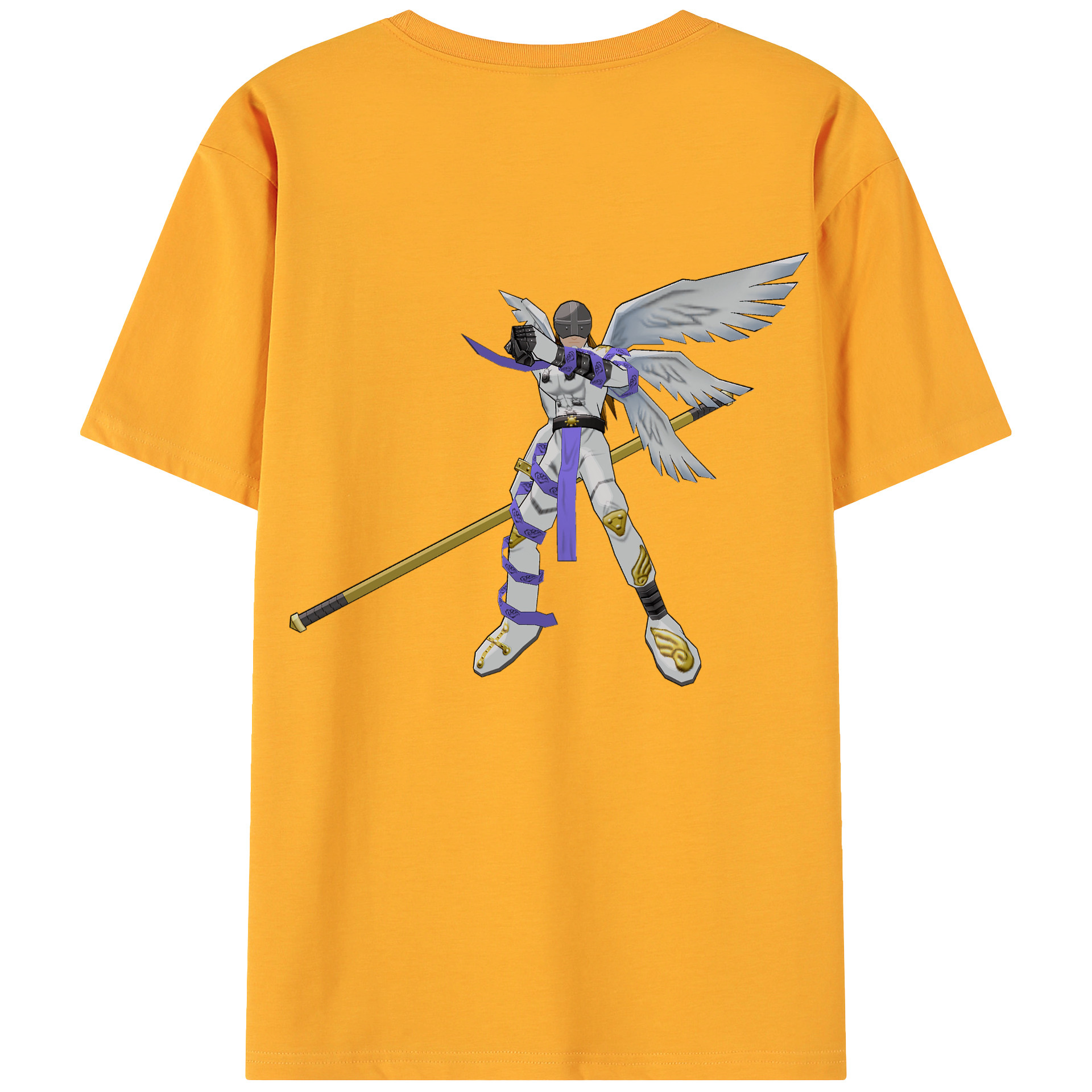 （画像用） Digimon デジタルモンスター/デジモン 綿100％ メンズ半袖Tシャツ（バックプリント） 通気性