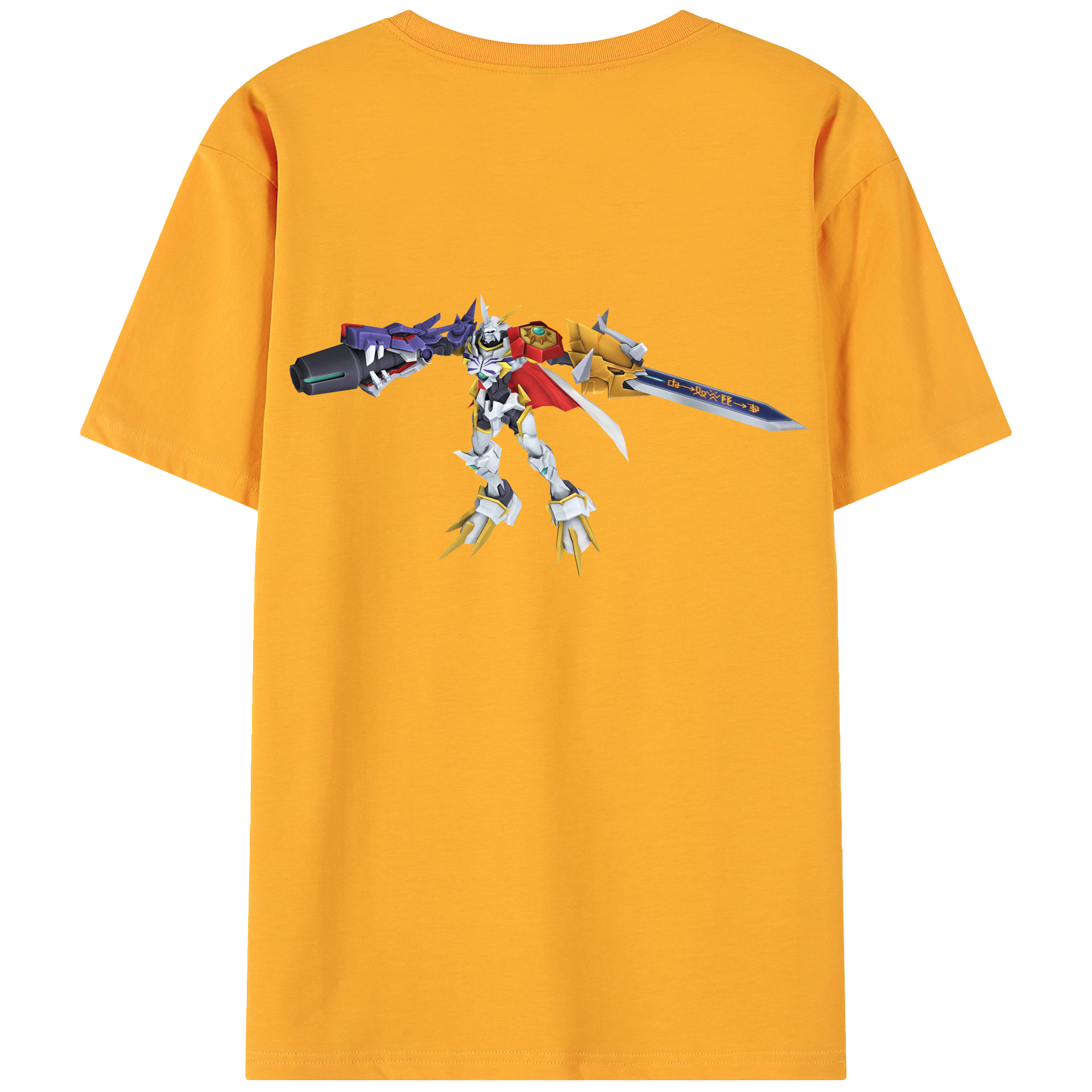 （画像用） Digimon デジタルモンスター/デジモン 綿100％ メンズ半袖Tシャツ（バックプリント） 通気性