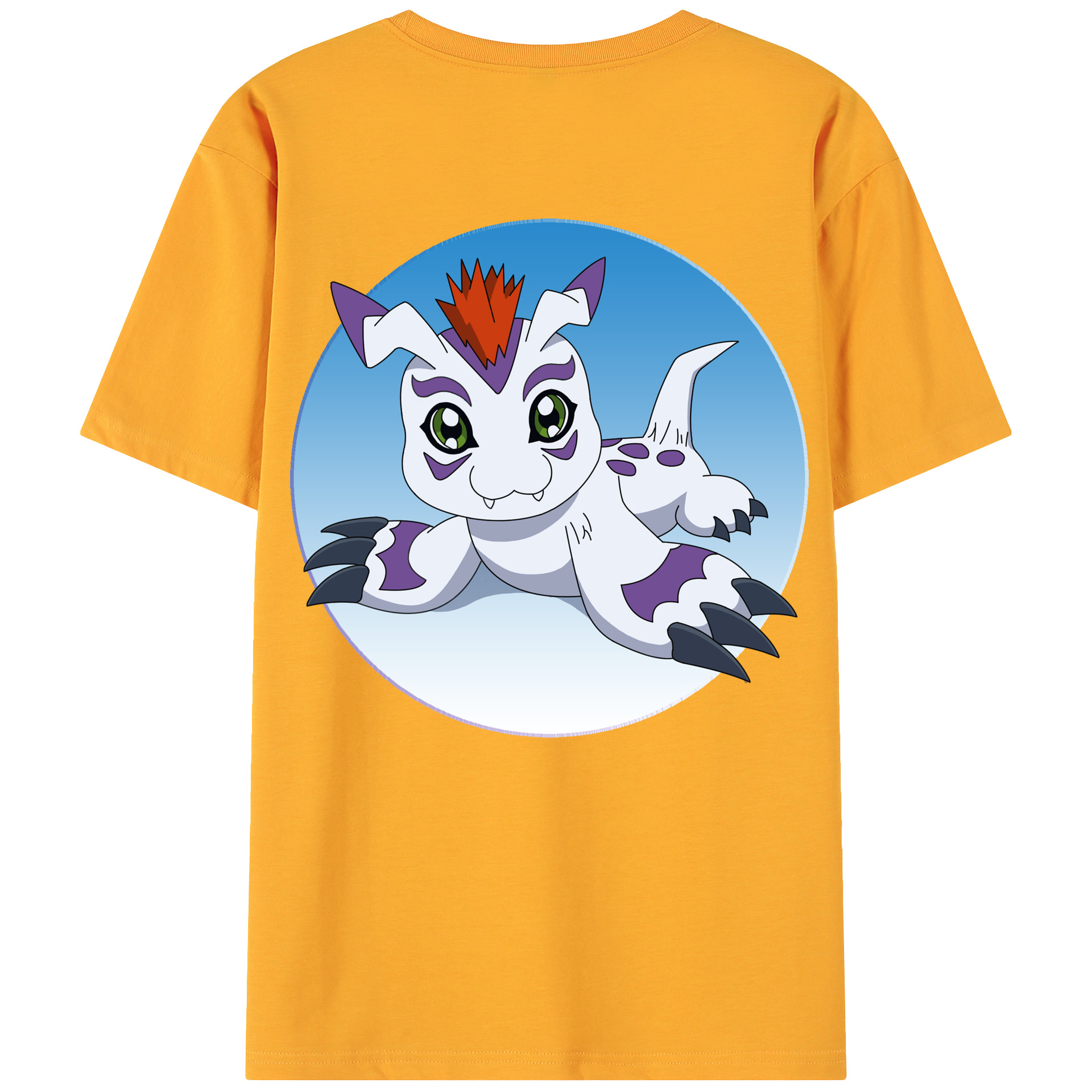 （画像用） Digimon デジタルモンスター/デジモン 綿100％ メンズ半袖Tシャツ（バックプリント） 通気性