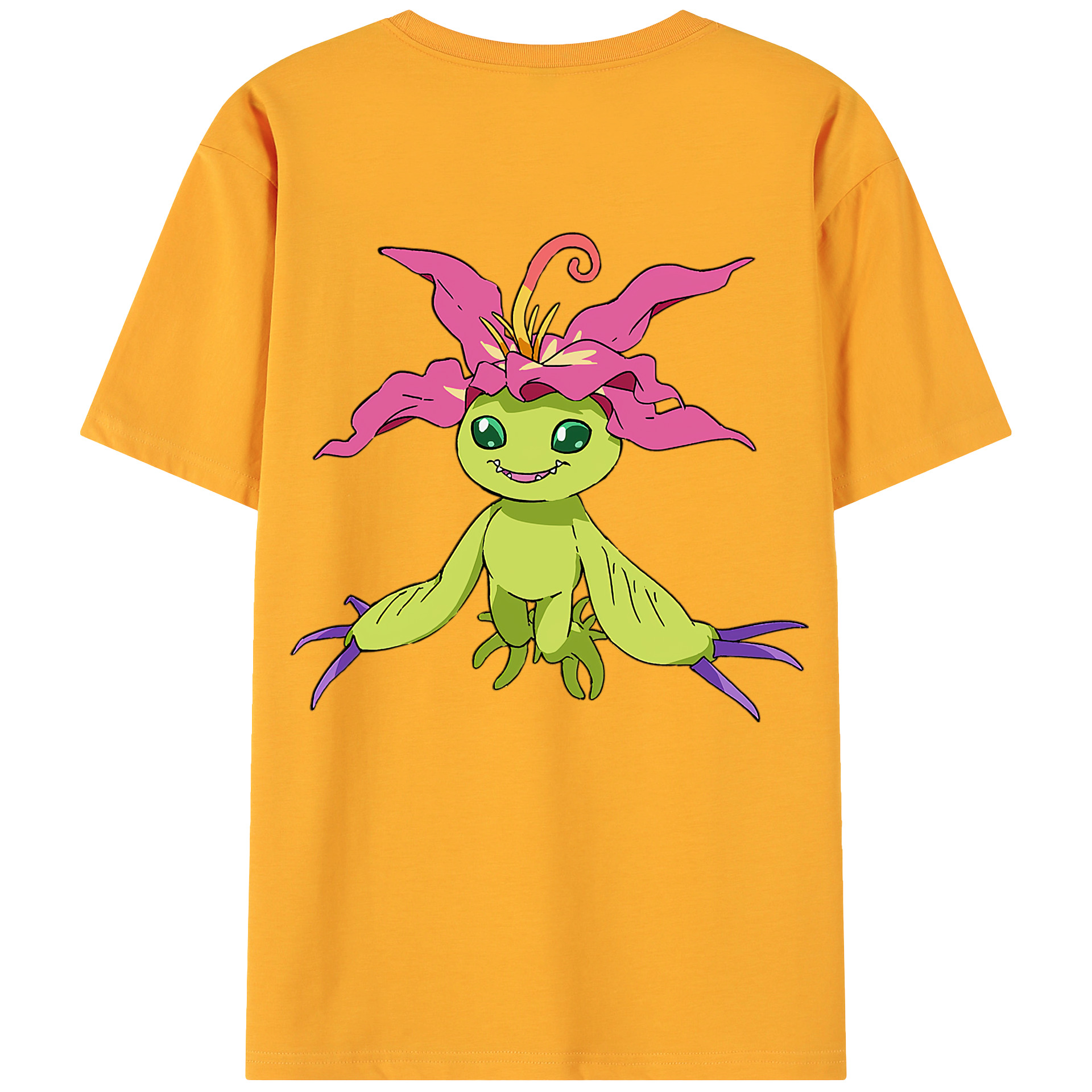 （画像用） Digimon デジタルモンスター/デジモン 綿100％ メンズ半袖Tシャツ（バックプリント） 通気性