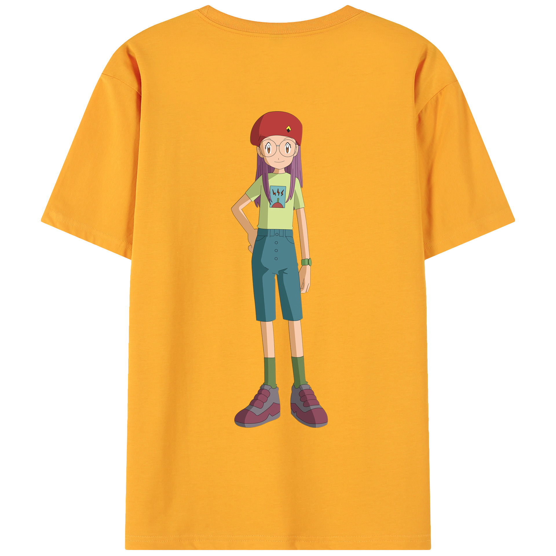 （画像用） Digimon デジタルモンスター/デジモン 綿100％ メンズ半袖Tシャツ（バックプリント） 通気性
