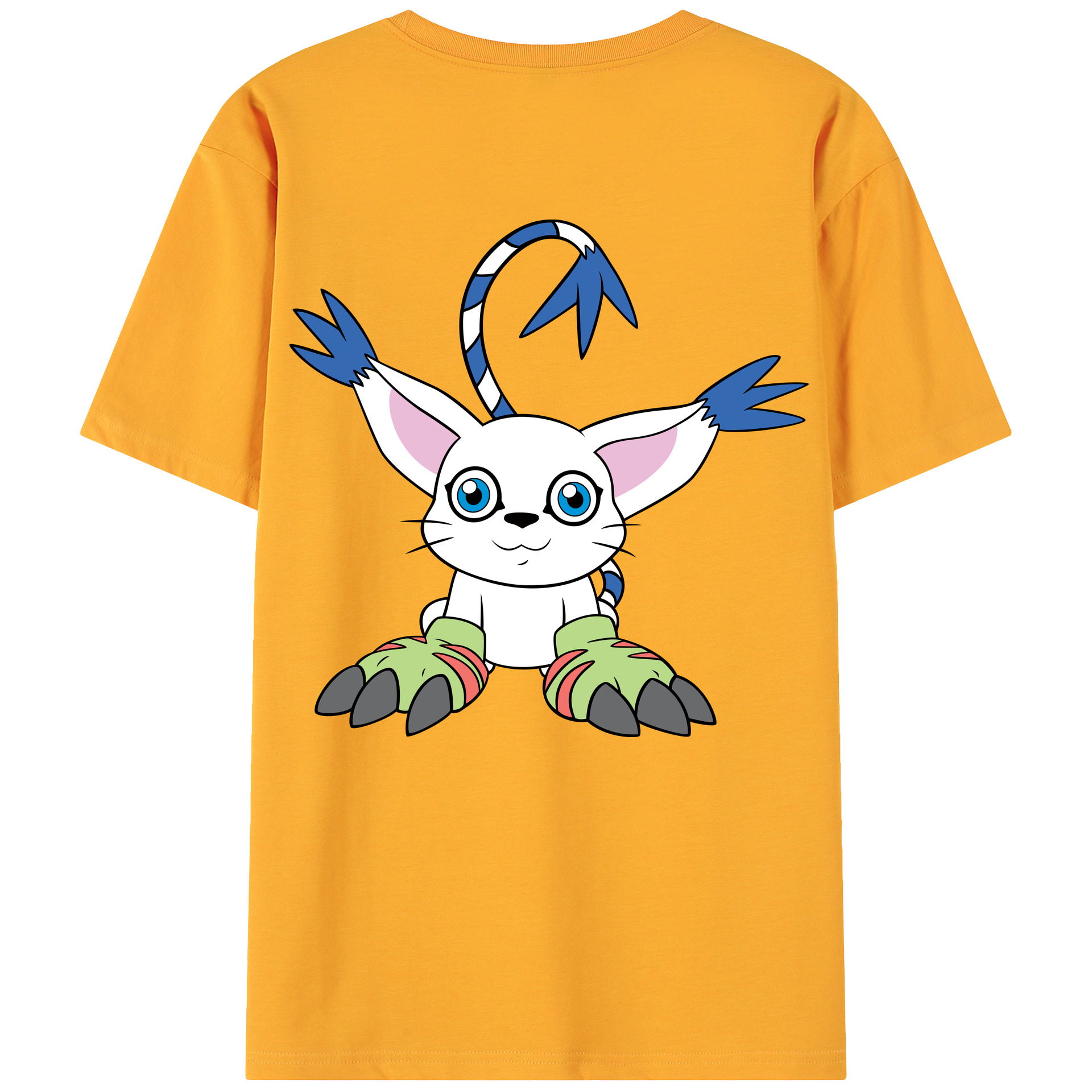 （画像用） Digimon デジタルモンスター/デジモン 綿100％ メンズ半袖Tシャツ（バックプリント） 通気性