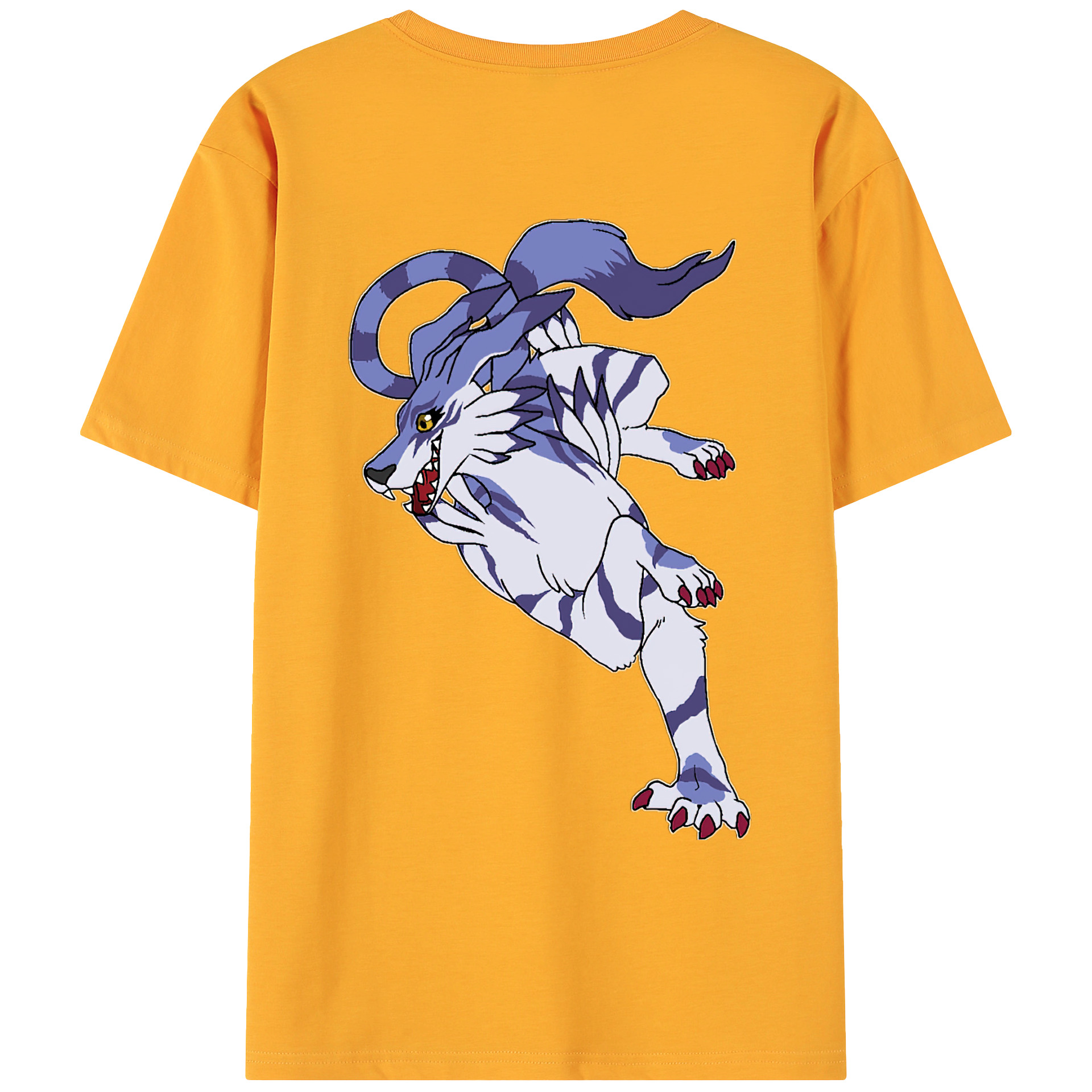 （画像用） Digimon デジタルモンスター/デジモン 綿100％ メンズ半袖Tシャツ（バックプリント） 通気性