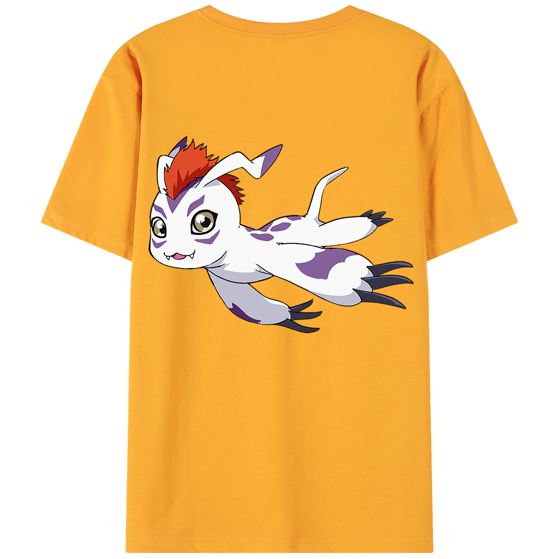 （画像用） Digimon デジタルモンスター/デジモン 綿100％ メンズ半袖Tシャツ（バックプリント） 通気性