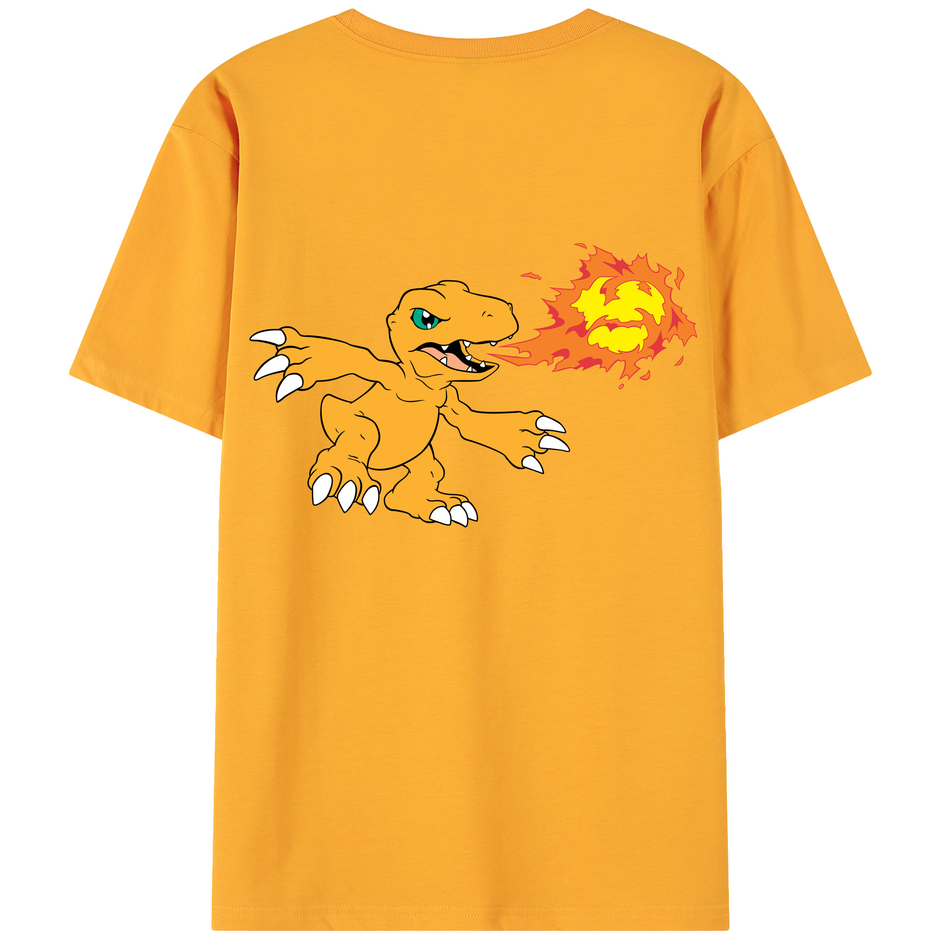 （画像用） Digimon デジタルモンスター/デジモン 綿100％ メンズ半袖Tシャツ（バックプリント） 通気性