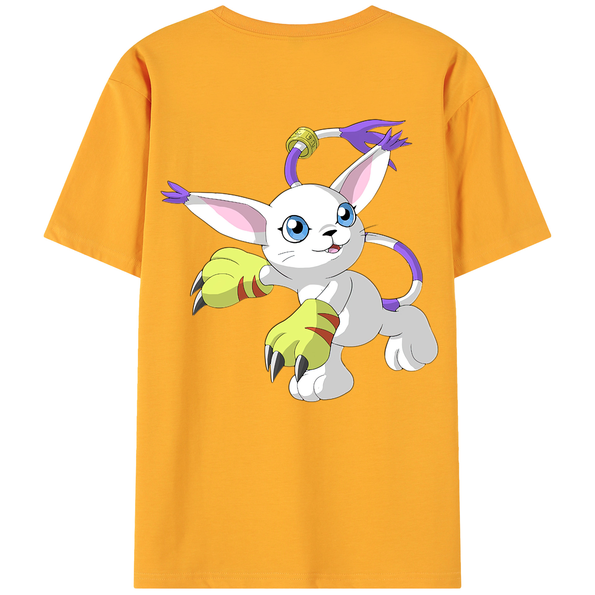 （画像用） Digimon デジタルモンスター/デジモン 綿100％ メンズ半袖Tシャツ（バックプリント） 通気性
