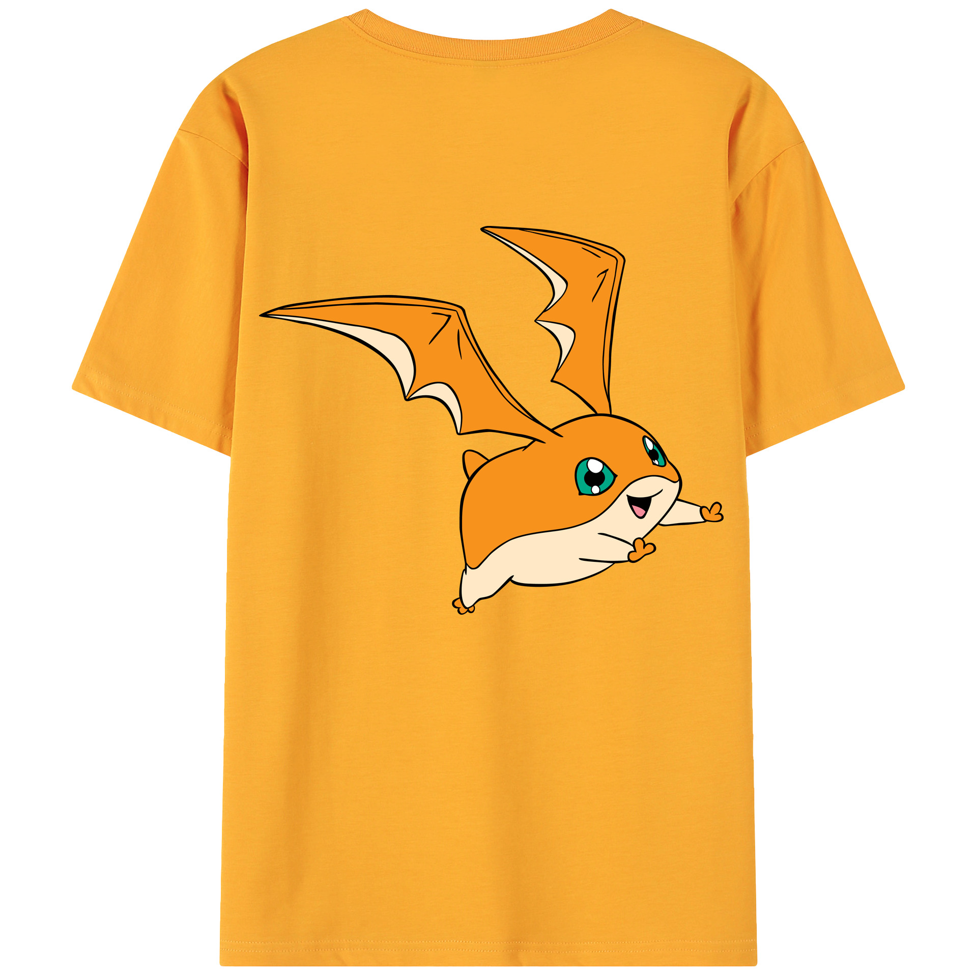 （画像用） Digimon デジタルモンスター/デジモン 綿100％ メンズ半袖Tシャツ（バックプリント） 通気性
