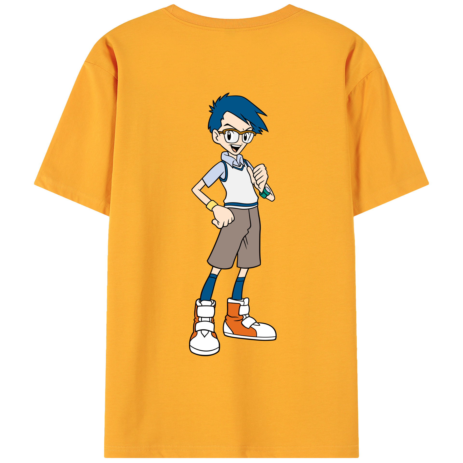 （画像用） Digimon デジタルモンスター/デジモン 綿100％ メンズ半袖Tシャツ（バックプリント） 通気性