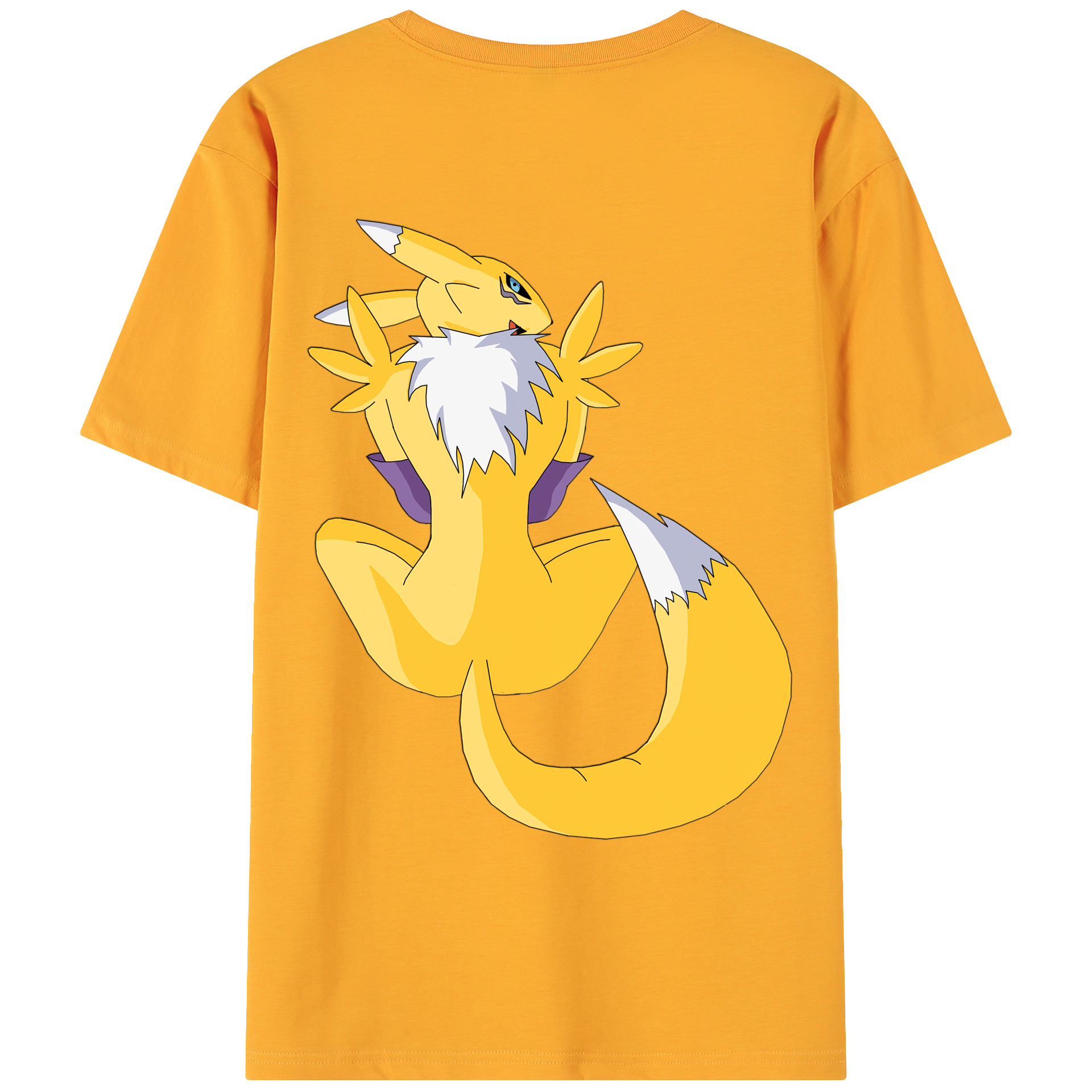 （画像用） Digimon デジタルモンスター/デジモン 綿100％ メンズ半袖Tシャツ（バックプリント） 通気性