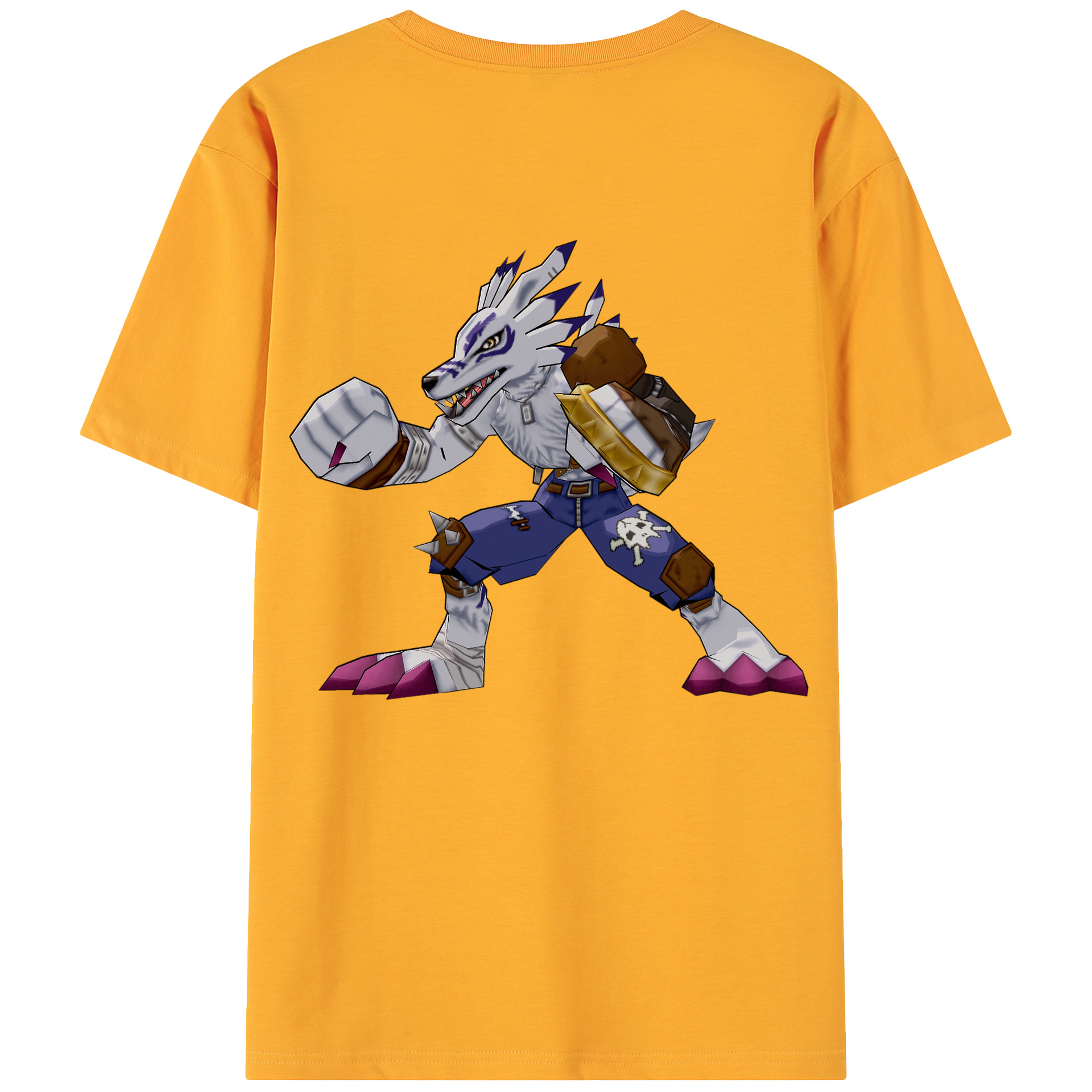 （画像用） Digimon デジタルモンスター/デジモン 綿100％ メンズ半袖Tシャツ（バックプリント） 通気性