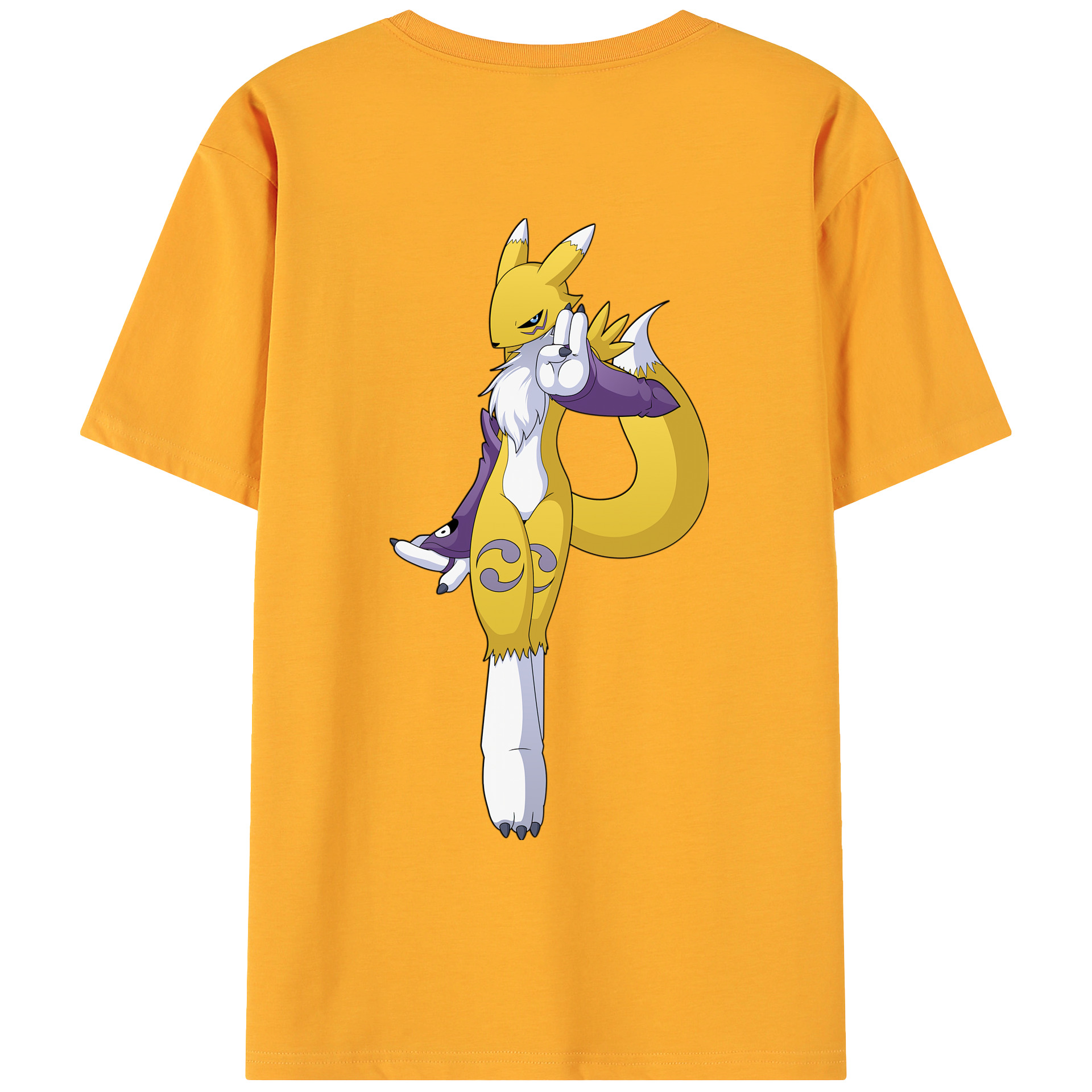 （画像用） Digimon デジタルモンスター/デジモン 綿100％ メンズ半袖Tシャツ（バックプリント） 通気性