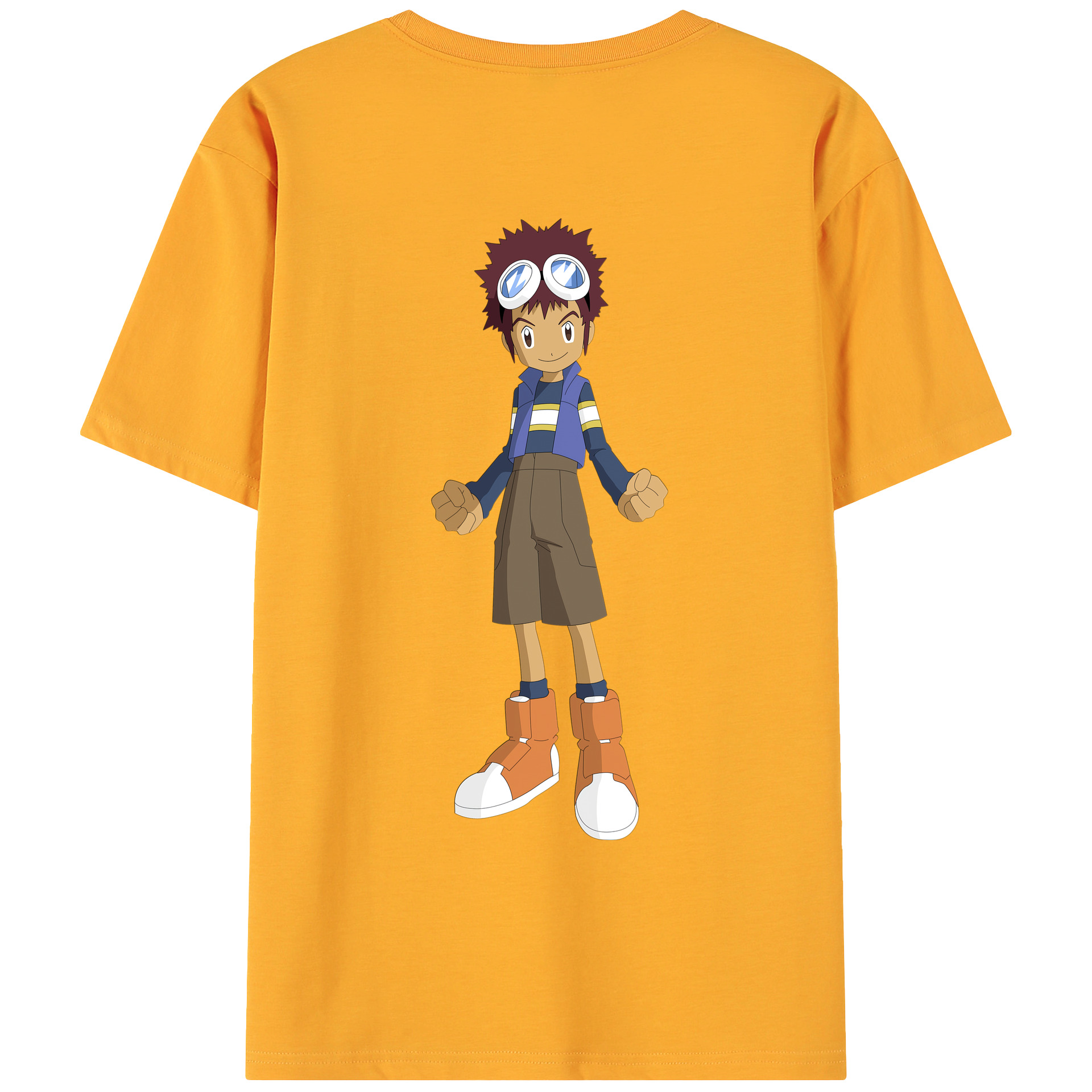 （画像用） Digimon デジタルモンスター/デジモン 綿100％ メンズ半袖Tシャツ（バックプリント） 通気性