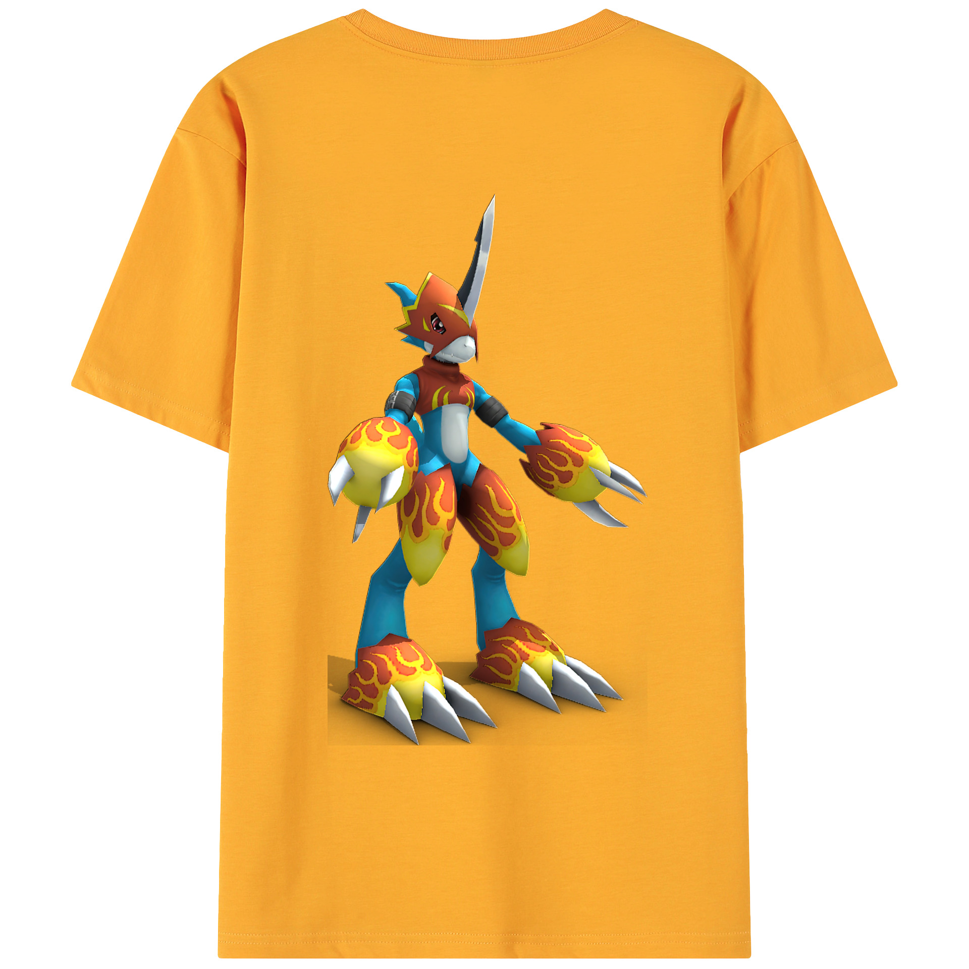（画像用） Digimon デジタルモンスター/デジモン 綿100％ メンズ半袖Tシャツ（バックプリント） 通気性