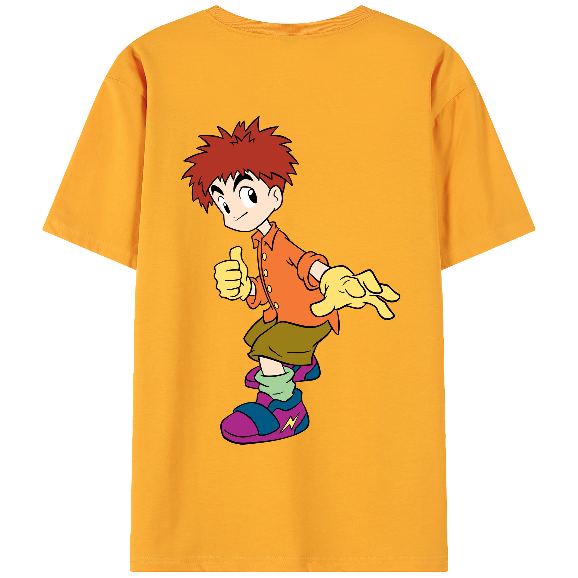 （画像用） Digimon デジタルモンスター/デジモン 綿100％ メンズ半袖Tシャツ（バックプリント） 通気性