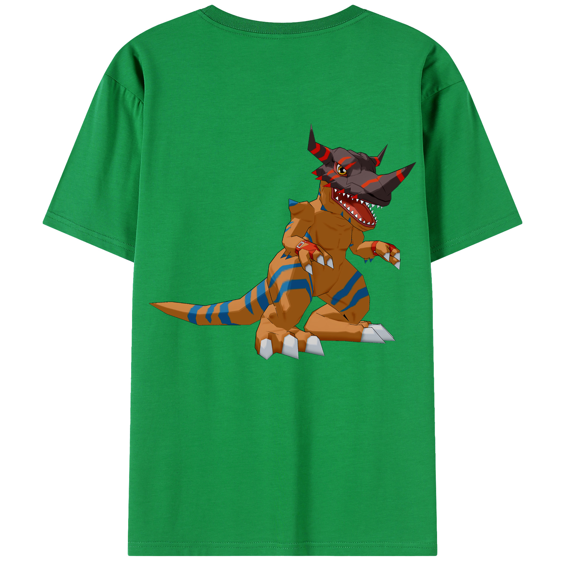 （画像用） Digimon デジタルモンスター/デジモン 綿100％ メンズ半袖Tシャツ（バックプリント） 通気性