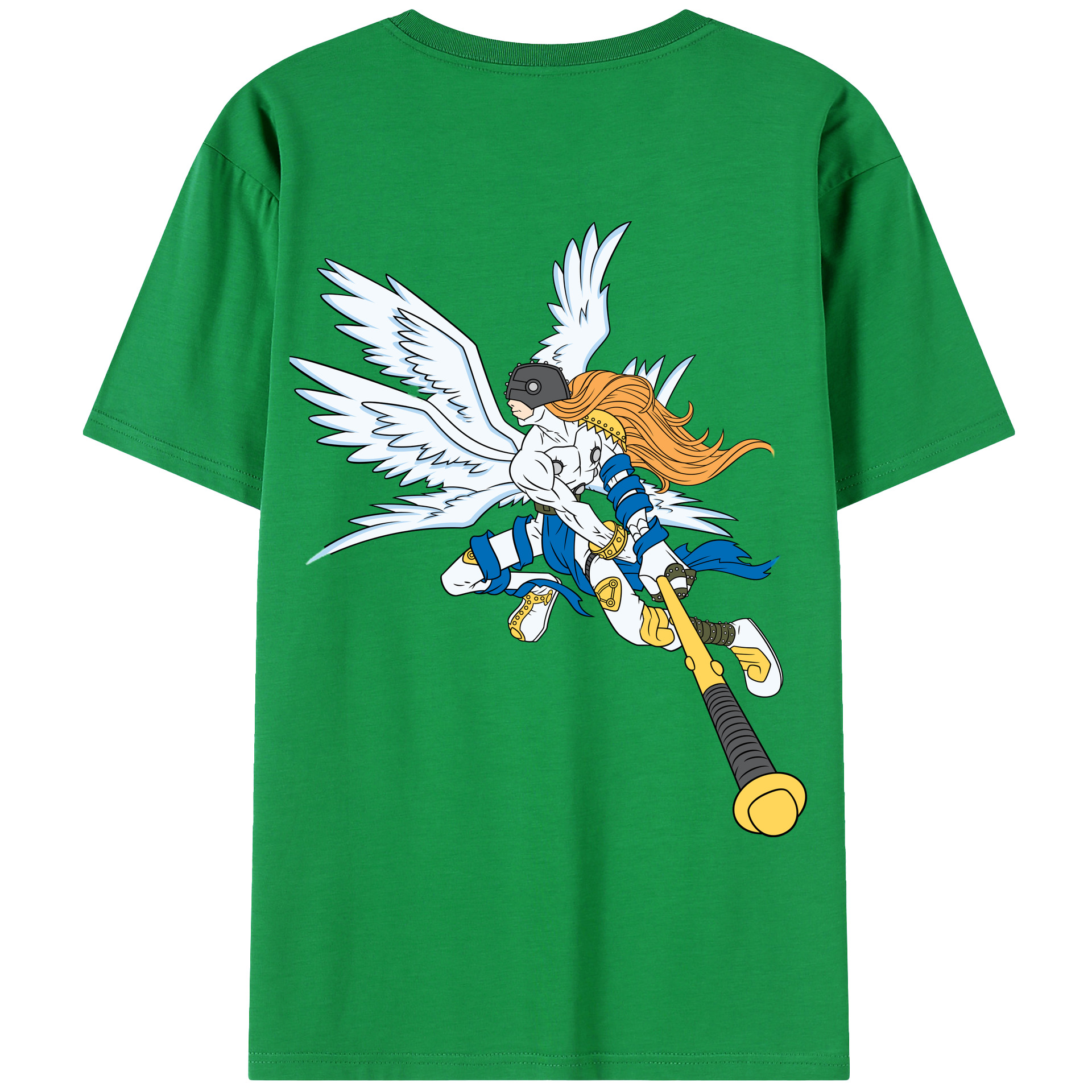 （画像用） Digimon デジタルモンスター/デジモン 綿100％ メンズ半袖Tシャツ（バックプリント） 通気性