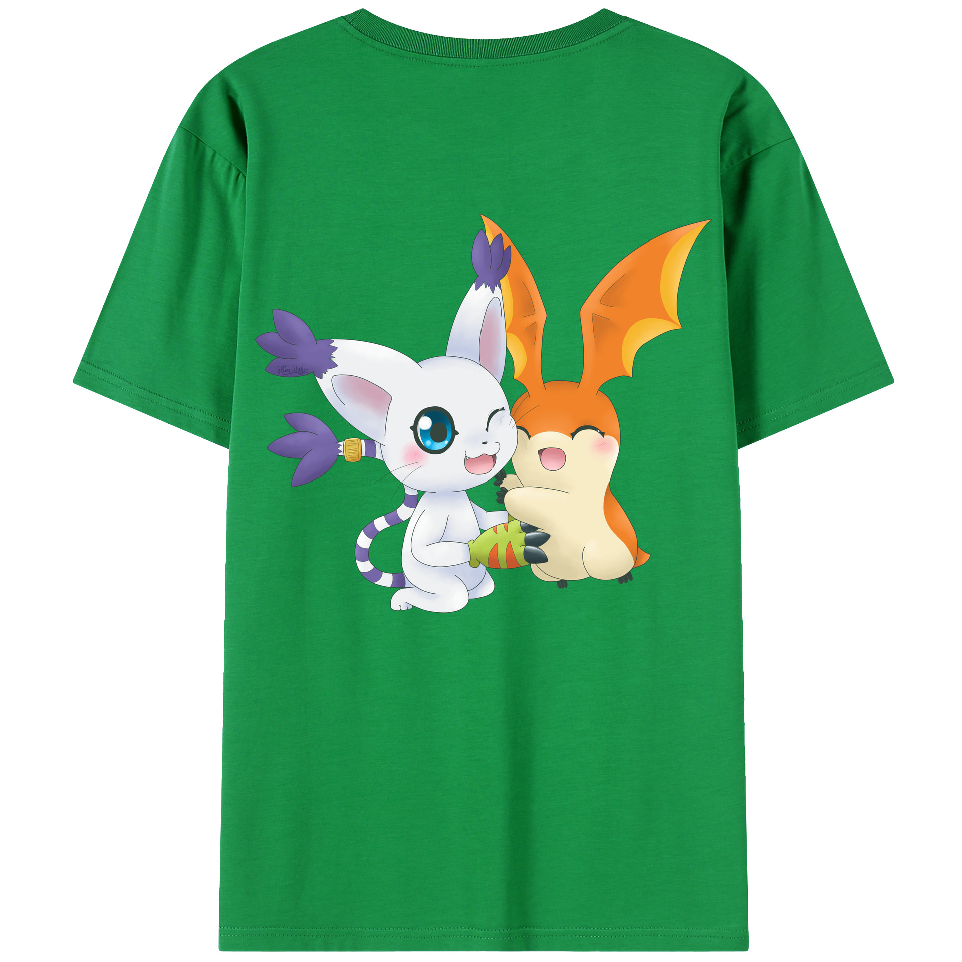（画像用） Digimon デジタルモンスター/デジモン 綿100％ メンズ半袖Tシャツ（バックプリント） 通気性